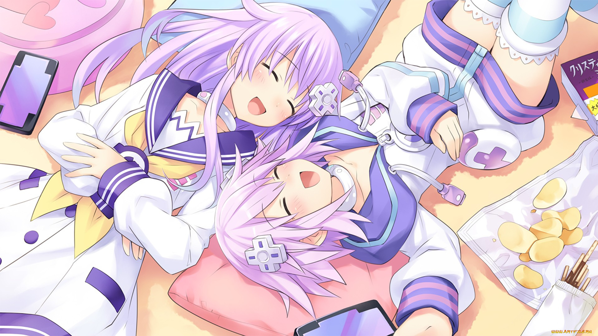 hyperdimension, neptunia, victory, аниме, hyperdimension, neptunia, фон, взгляд, девушки