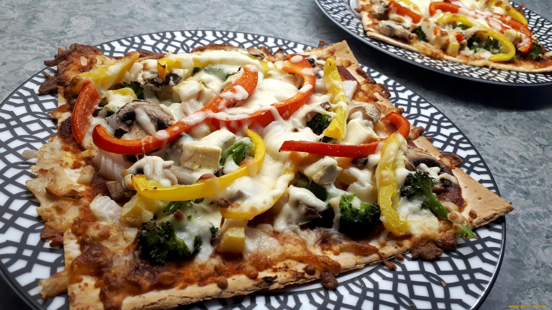 еда, пицца, овощная