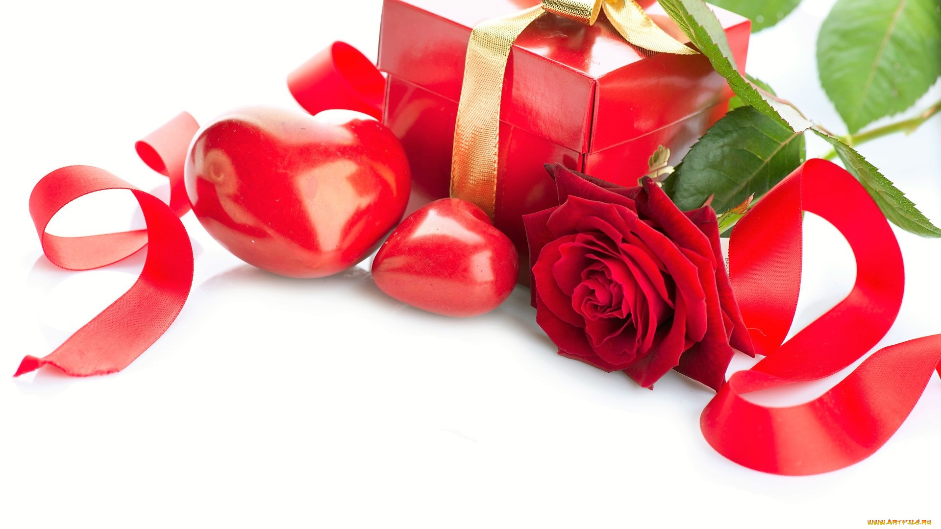 праздничные, подарки, и, коробочки, сердечки, лента, коробка, подарок, роза