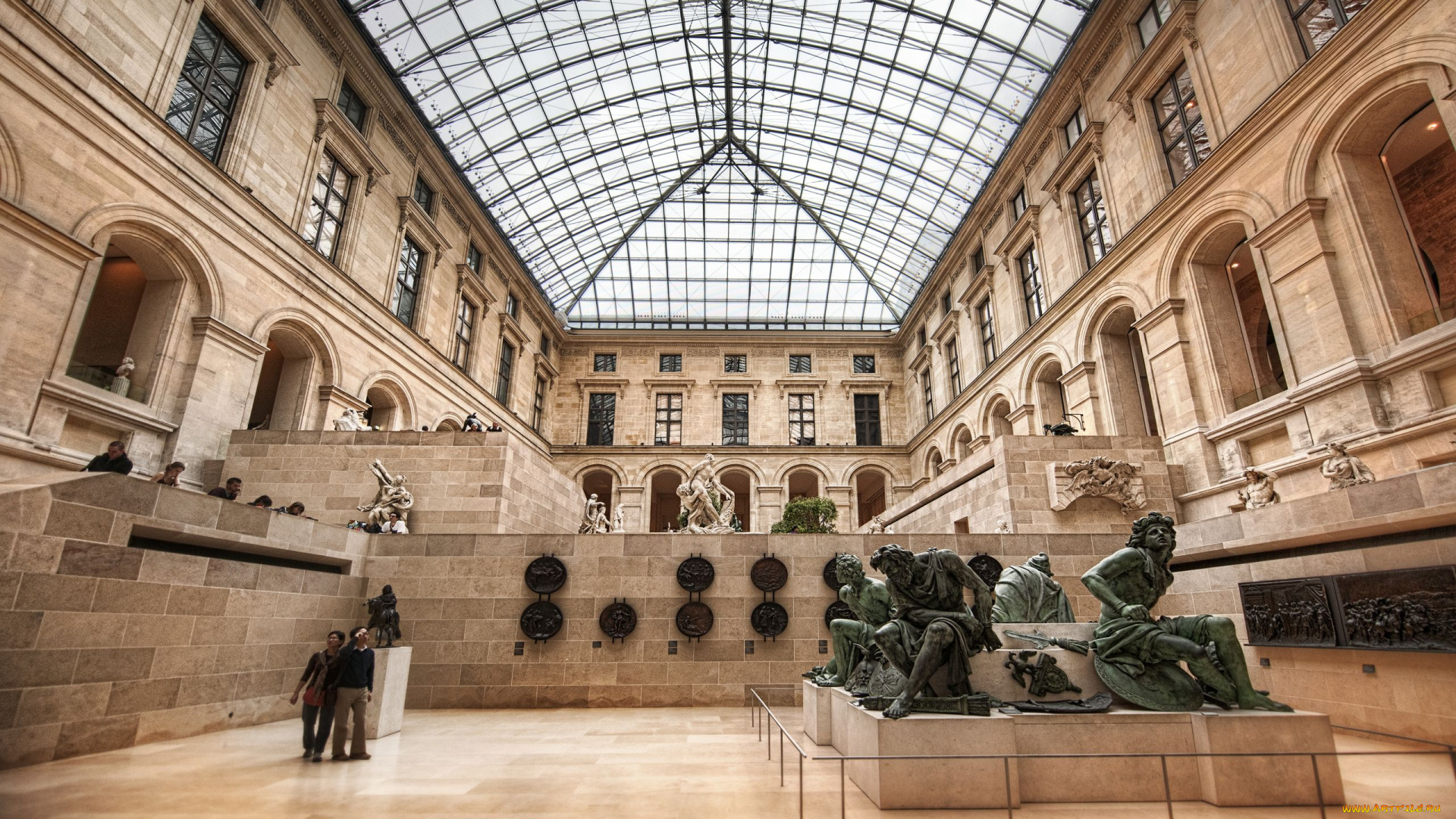 inside, the, louvre, museum, paris, интерьер, дворцы, музеи