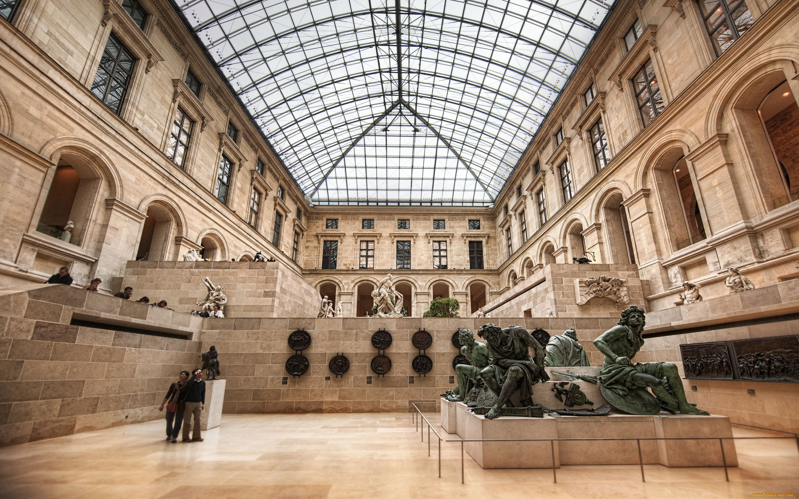 inside, the, louvre, museum, paris, интерьер, дворцы, музеи