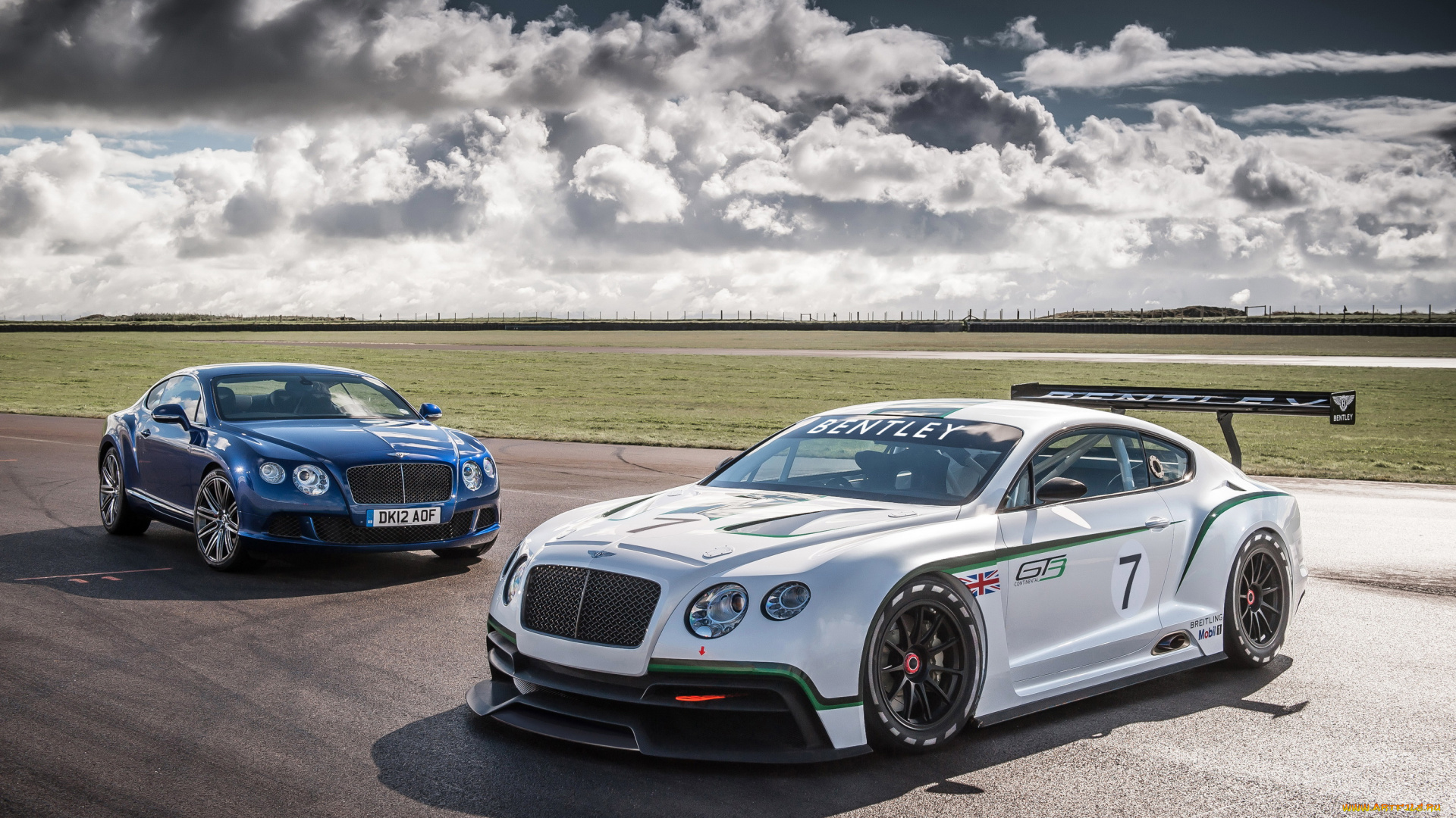 2012, bentley, continental, gt3, автомобили, bentley, синий, две, белый, continental