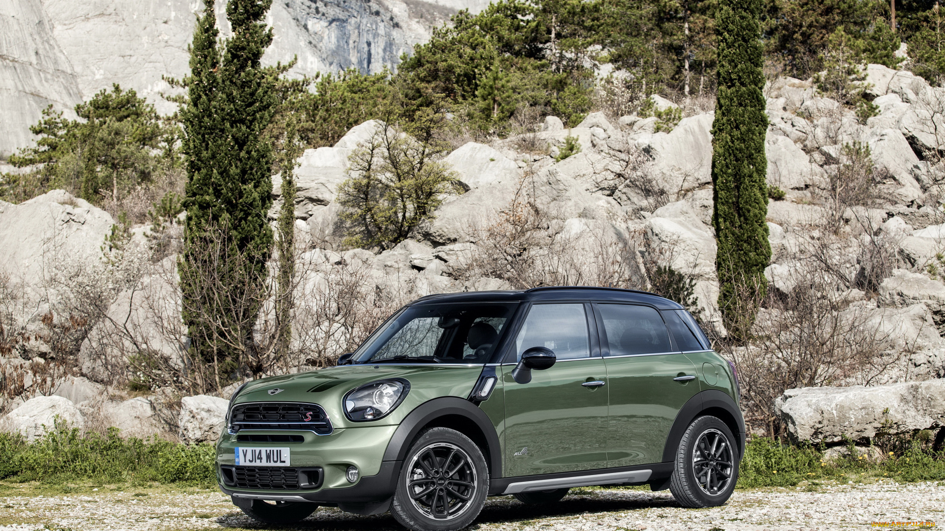 2014, mini, countryman, cooper, sd, автомобили, mini, зеленый, горы, cooper, countryman