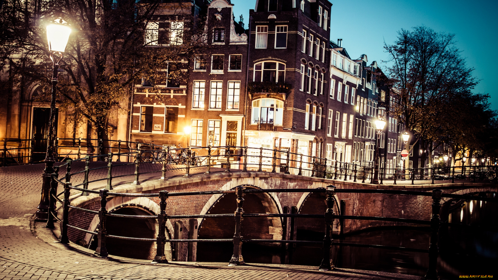 amsterdam, , netherlands, города, амстердам, , нидерланды, амстердам, мостовая, здания, ночной, город, фонари, мост, netherlands
