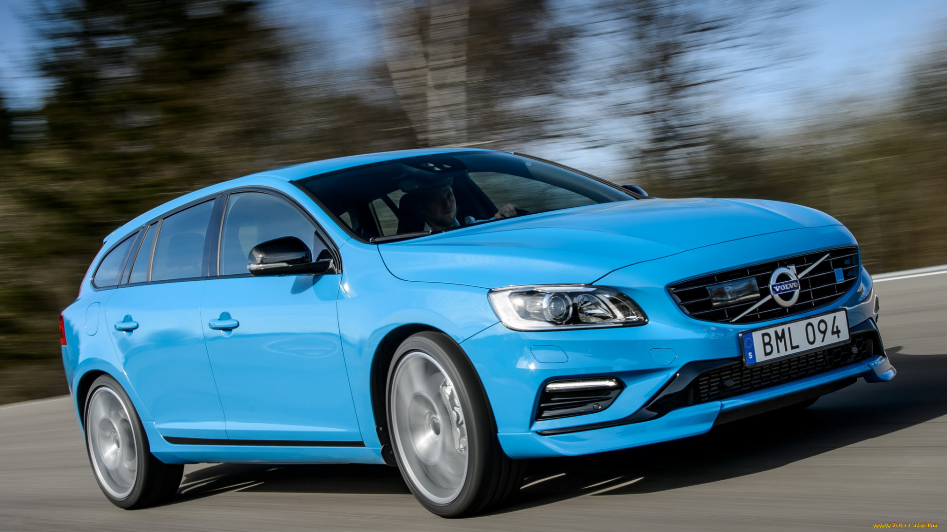 автомобили, volvo, v60, polestar, 2014г, синий