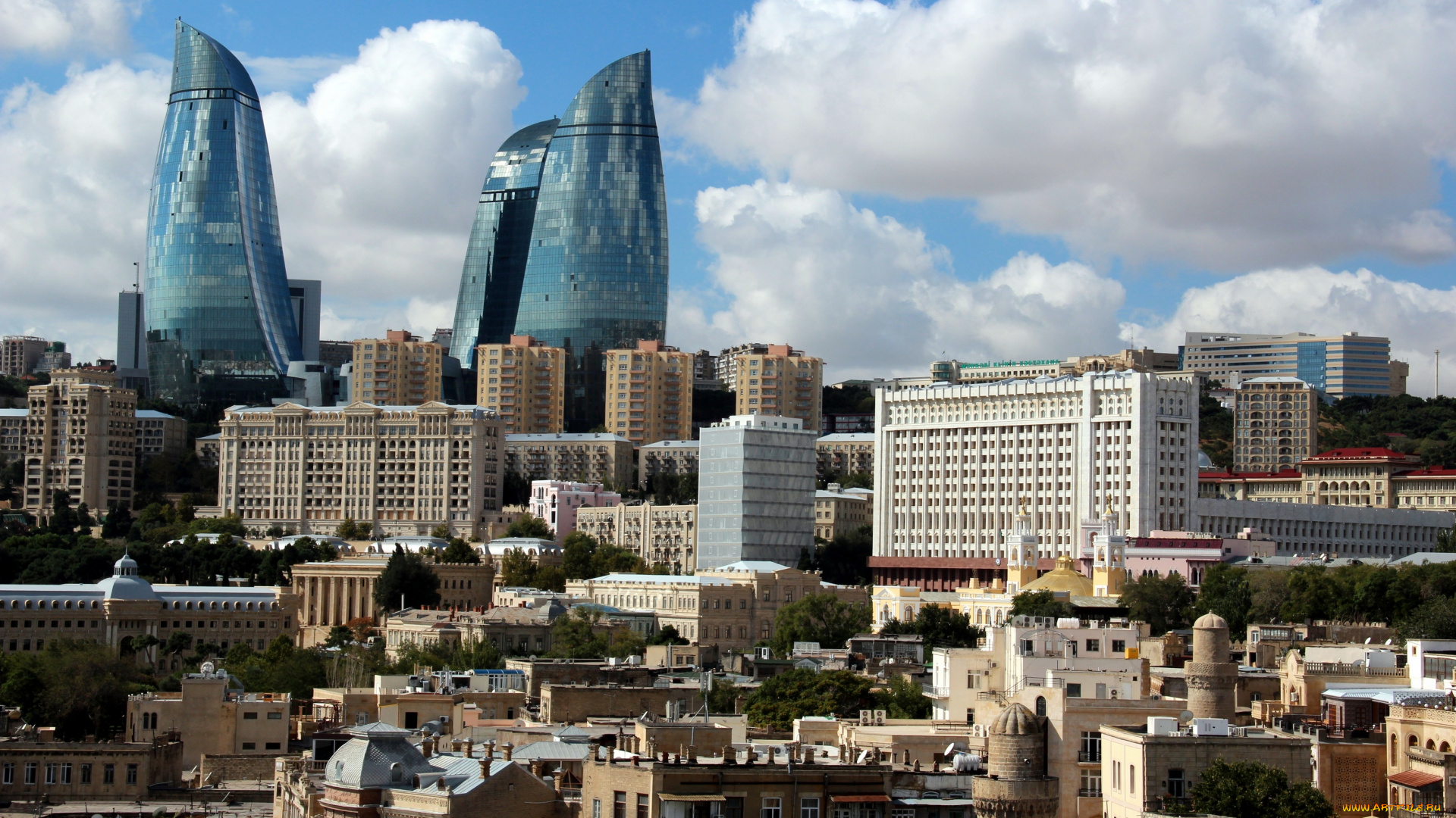 города, баку, , азербайджан, сити, панорама, мегаполис