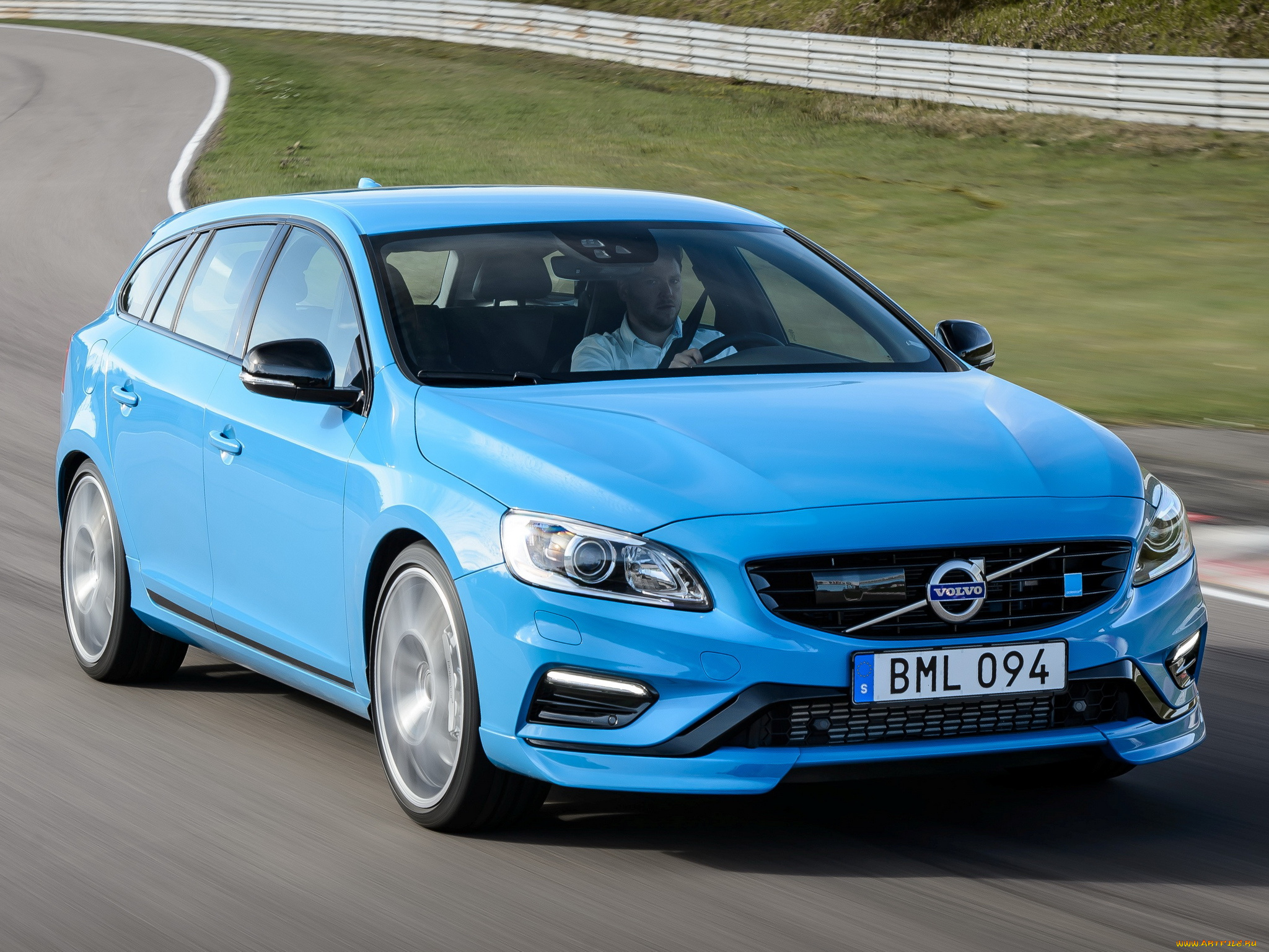 автомобили, volvo, v60, polestar, 2014г, синий