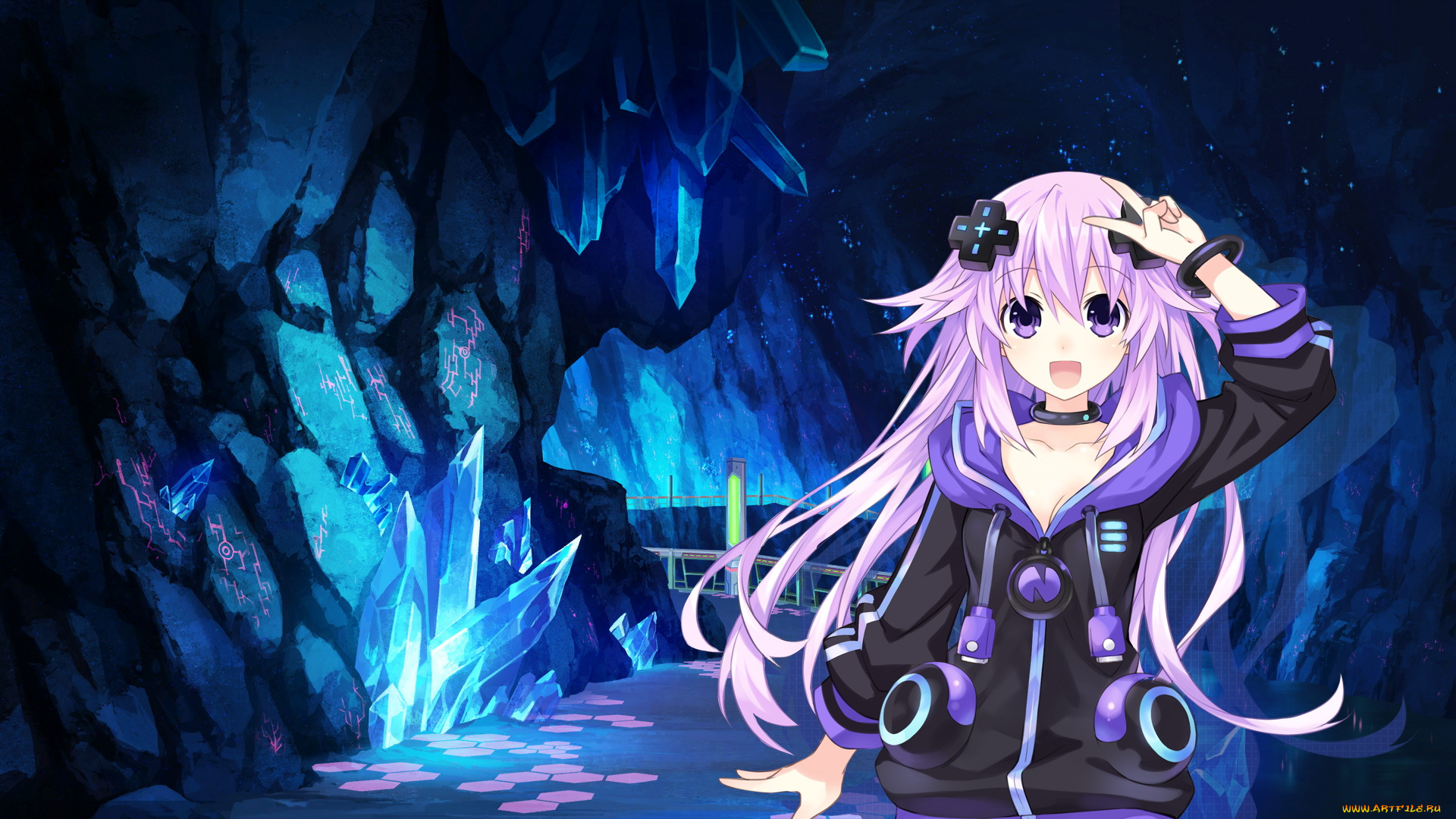 аниме, hyperdimension, neptunia, фон, взгляд, девушка