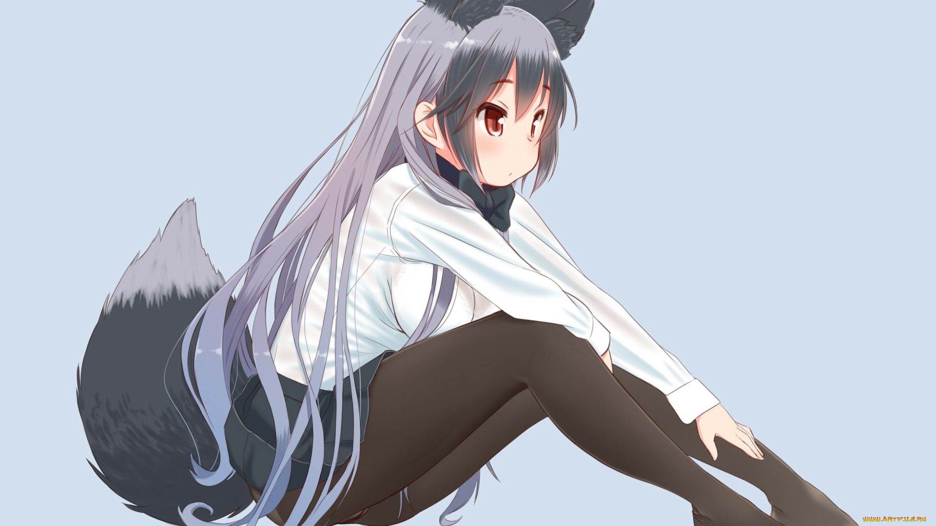 аниме, kemono, friends, silver, fox