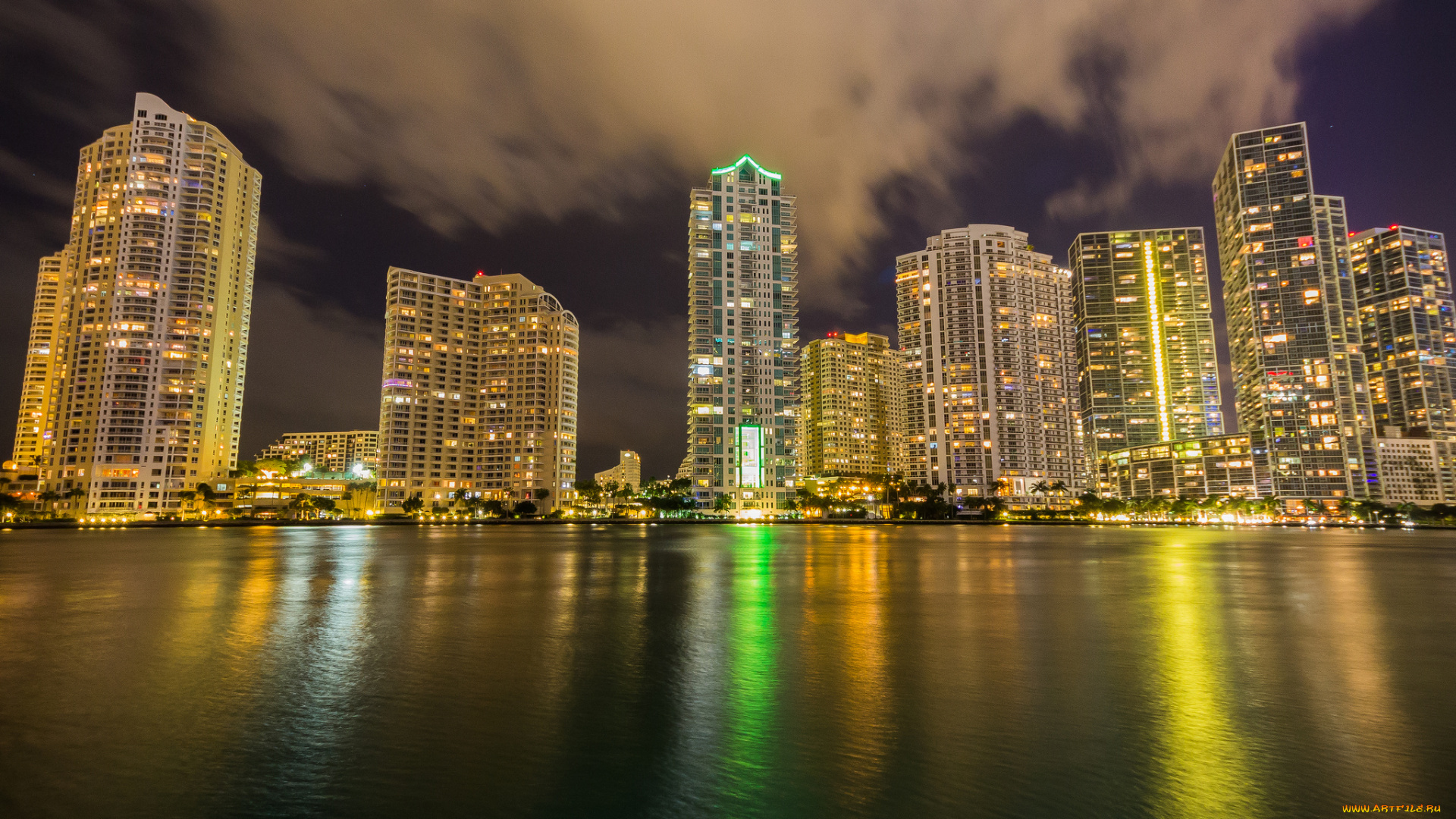 brickell, nights, города, -, огни, ночного, города, огни, ночь