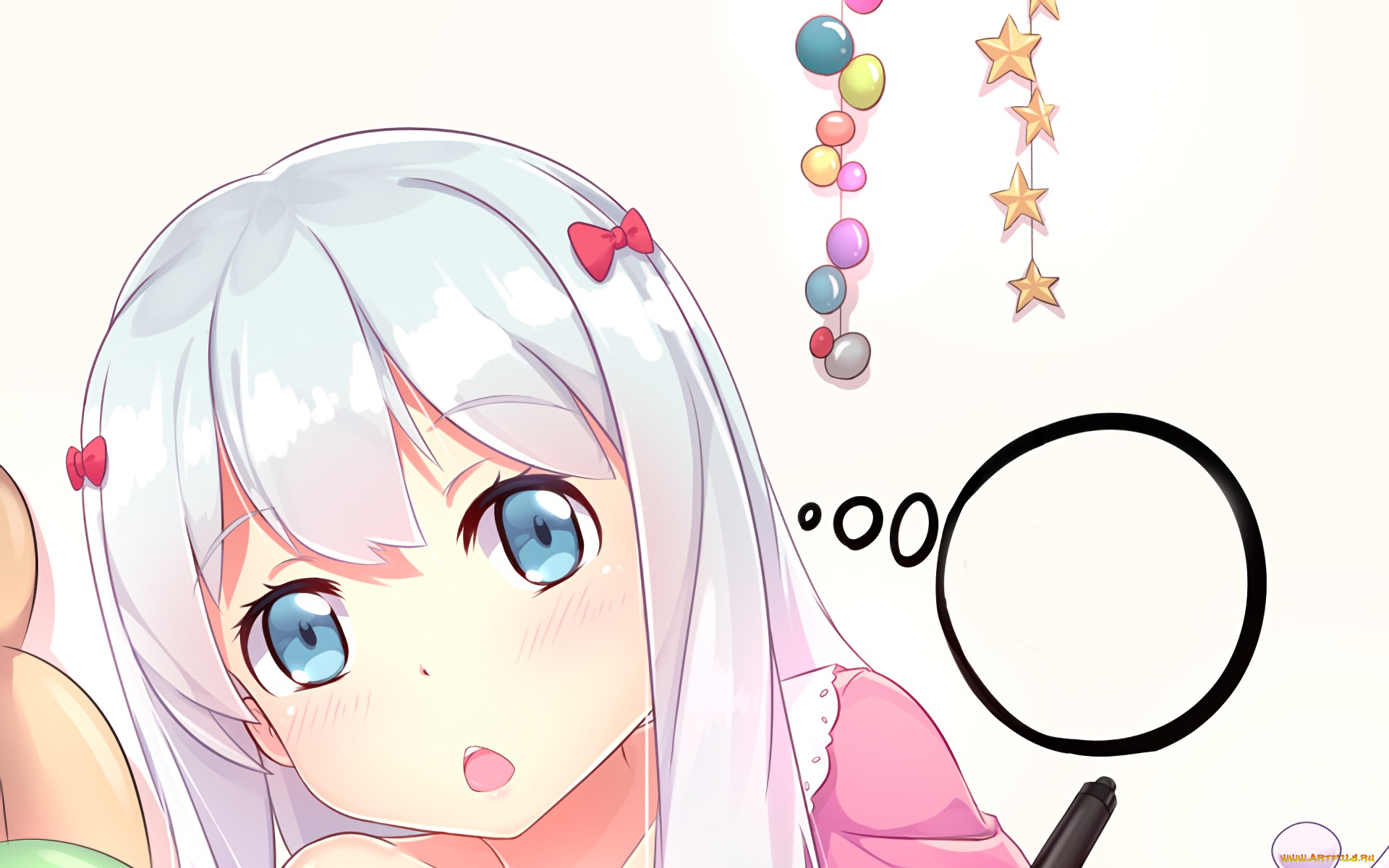 аниме, eromanga-sensei, девушка, взгляд, фон