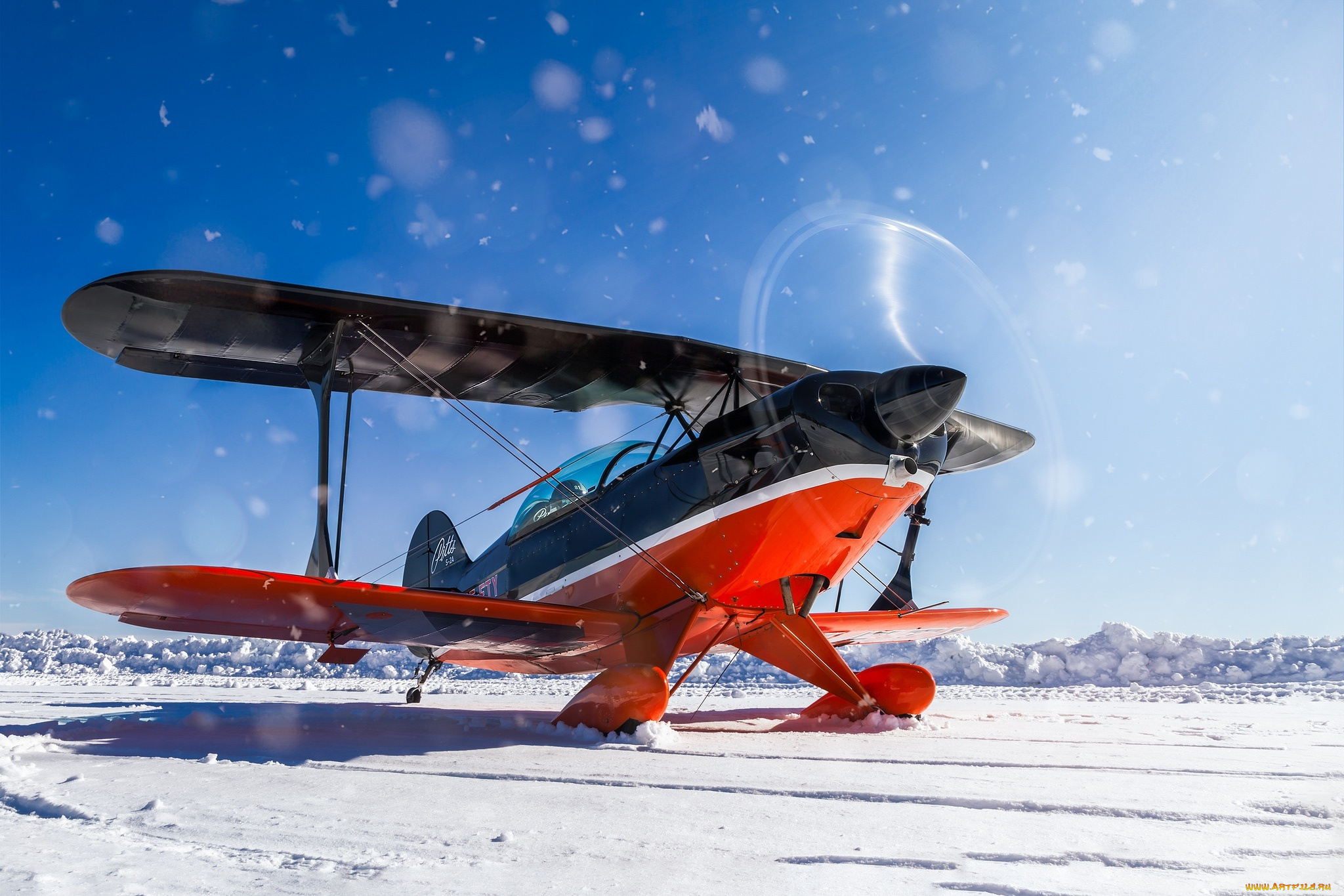 авиация, лёгкие, одномоторные, самолёты, снег, пропеллер, биплан, крылья, самолет, зима