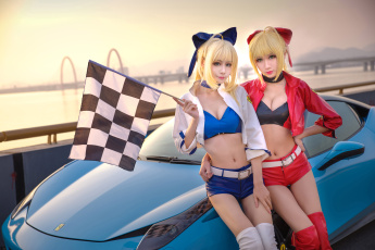 обоя автомобили, -авто с девушками, косплей, cosplay