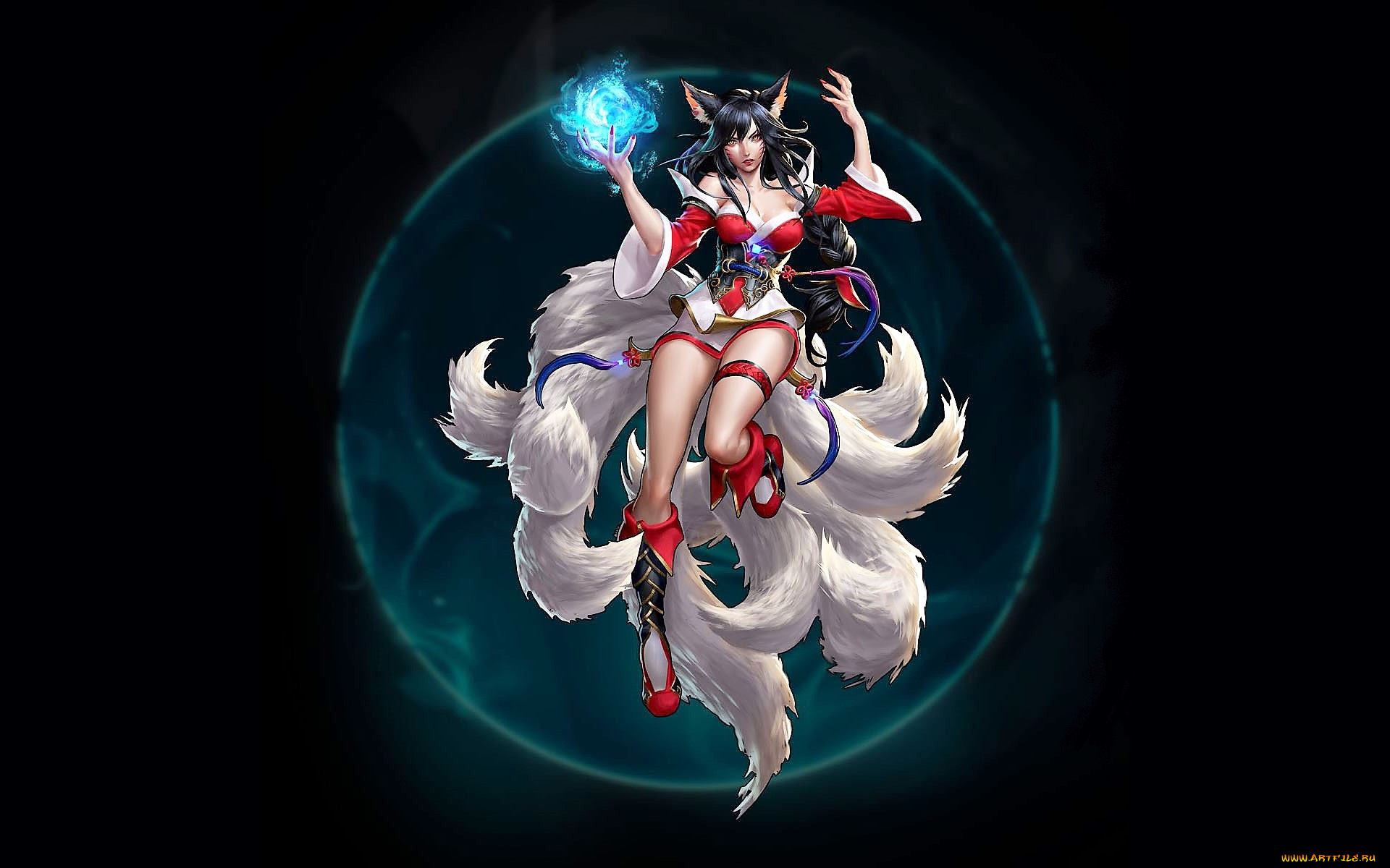 видео, игры, league, of, legends, ahri, хвосты, магия