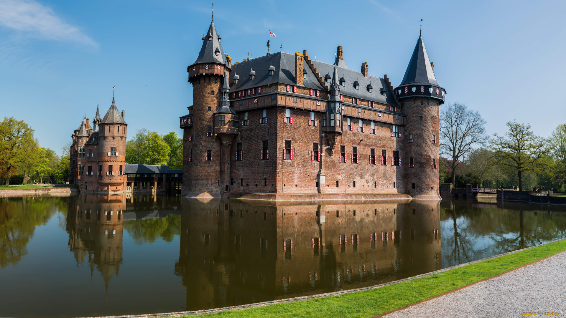 города, дворцы, замки, крепости, kasteel, de, haar, нидерланды, haarzuilens, netherlands