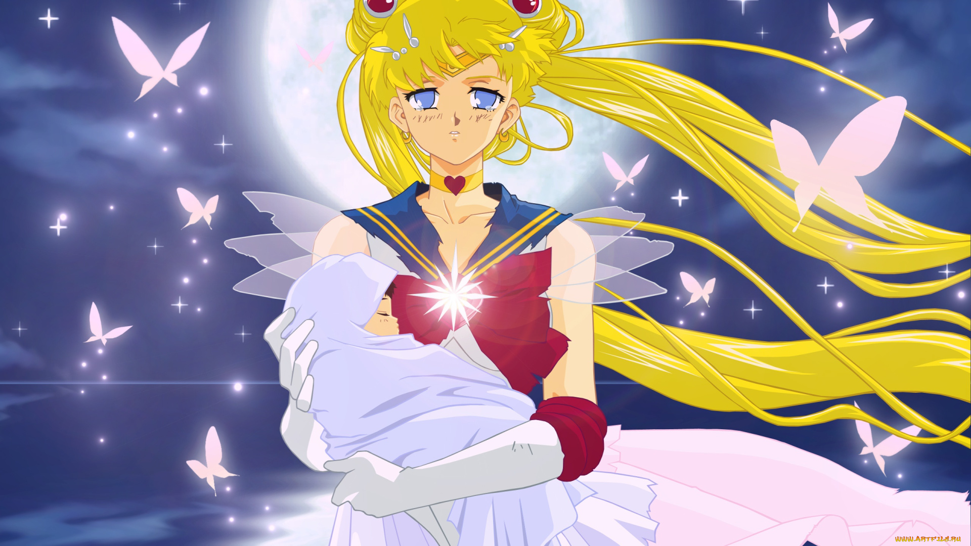 аниме, sailor, moon, sailor, moon, сейлор, мун, луна, бабочки, ребенок