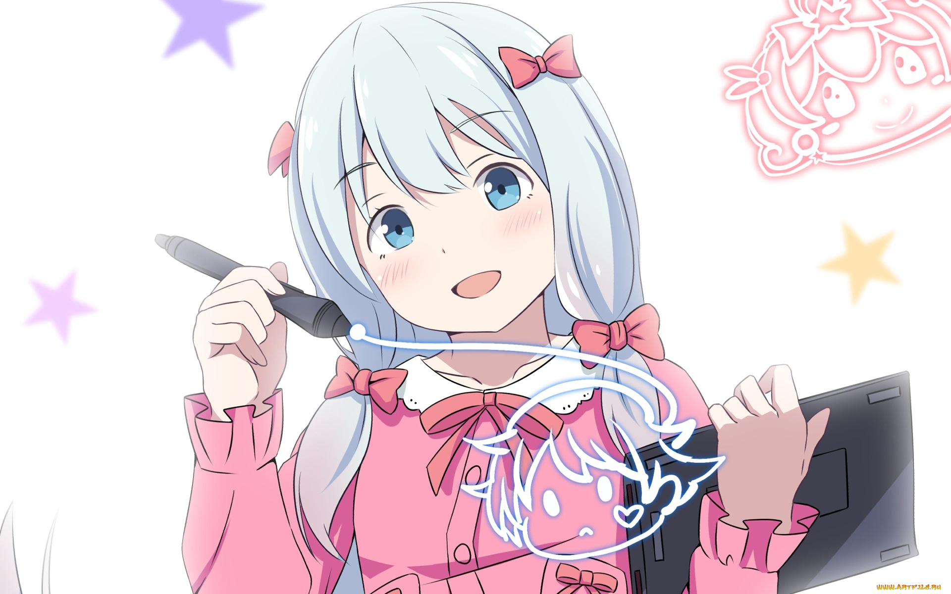 аниме, eromanga-sensei, девушка, взгляд, фон