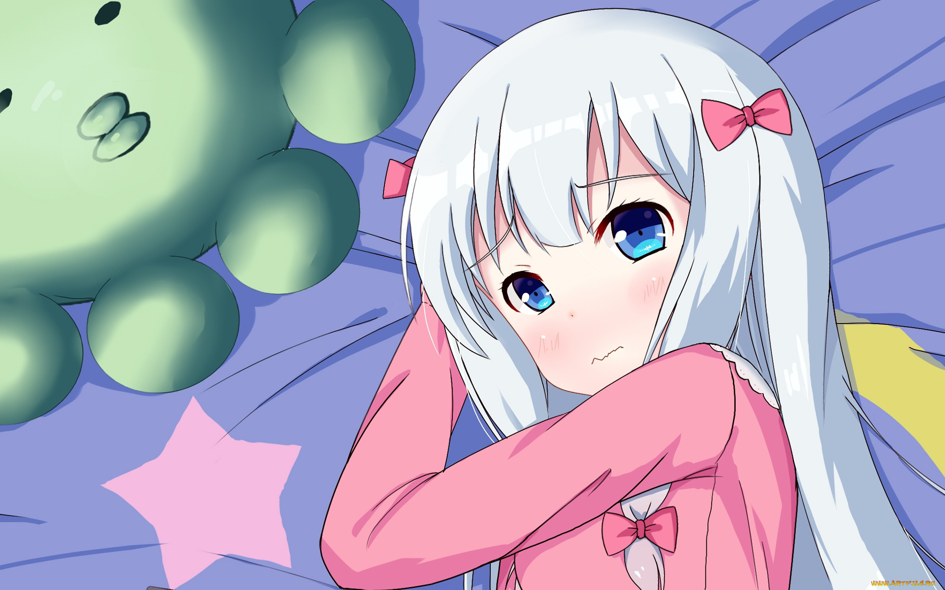 аниме, eromanga-sensei, девушка, взгляд, фон