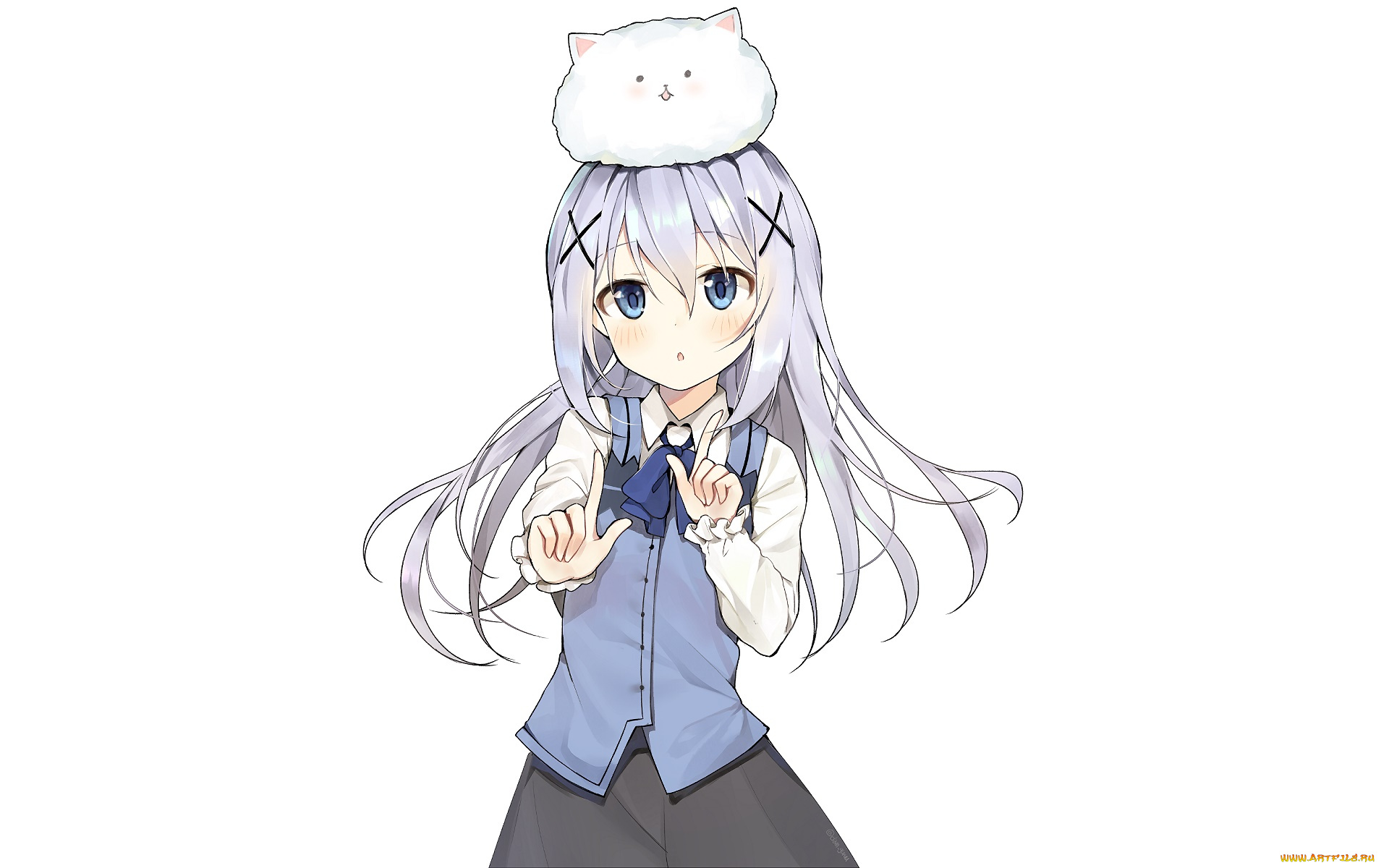 аниме, gochuumon, wa, usagi, desu, ka, фон, взгляд, девушка