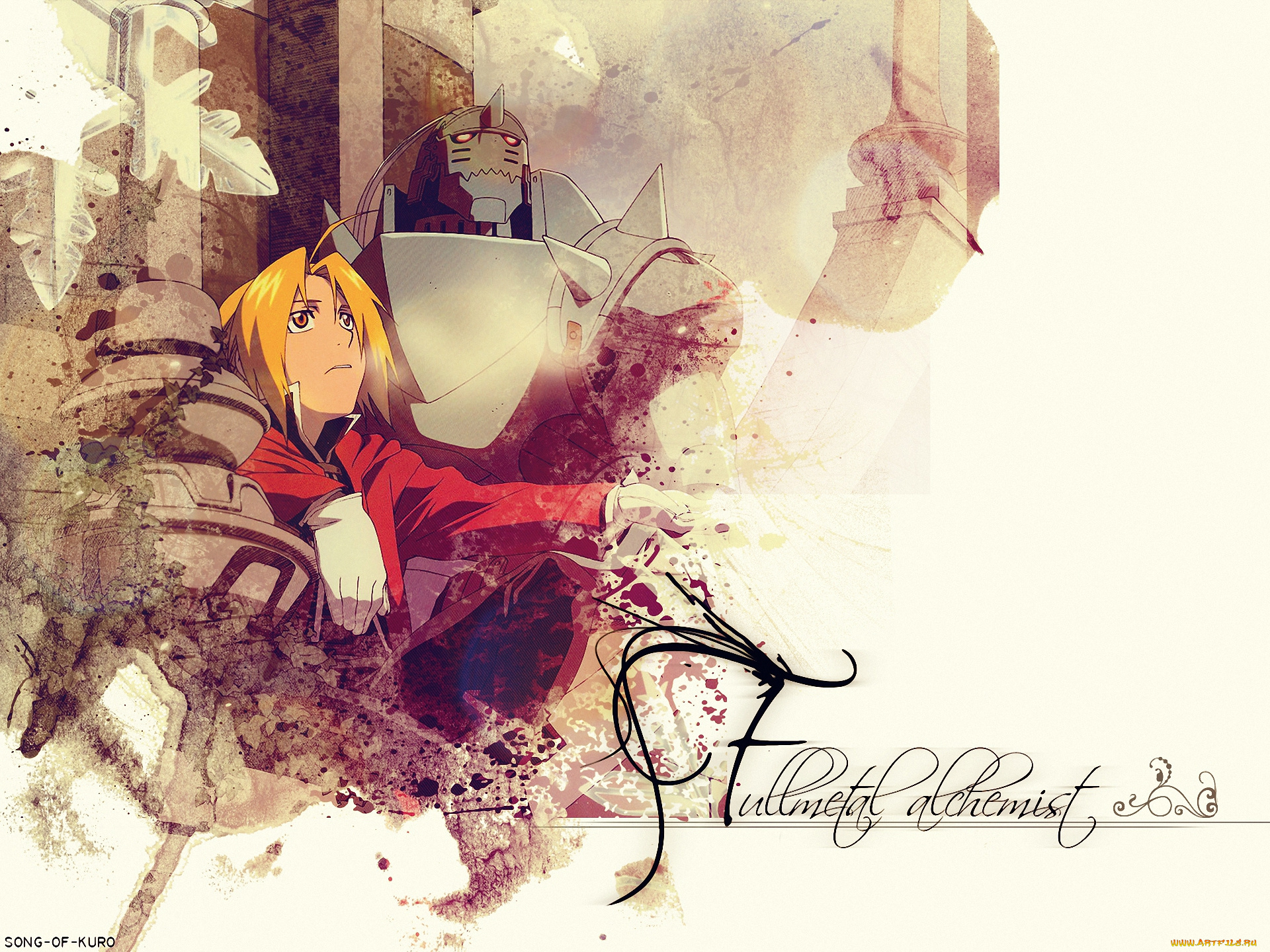 аниме, fullmetal, alchemist, алхимик, elric, edward, парень, al, доспехи, ученый