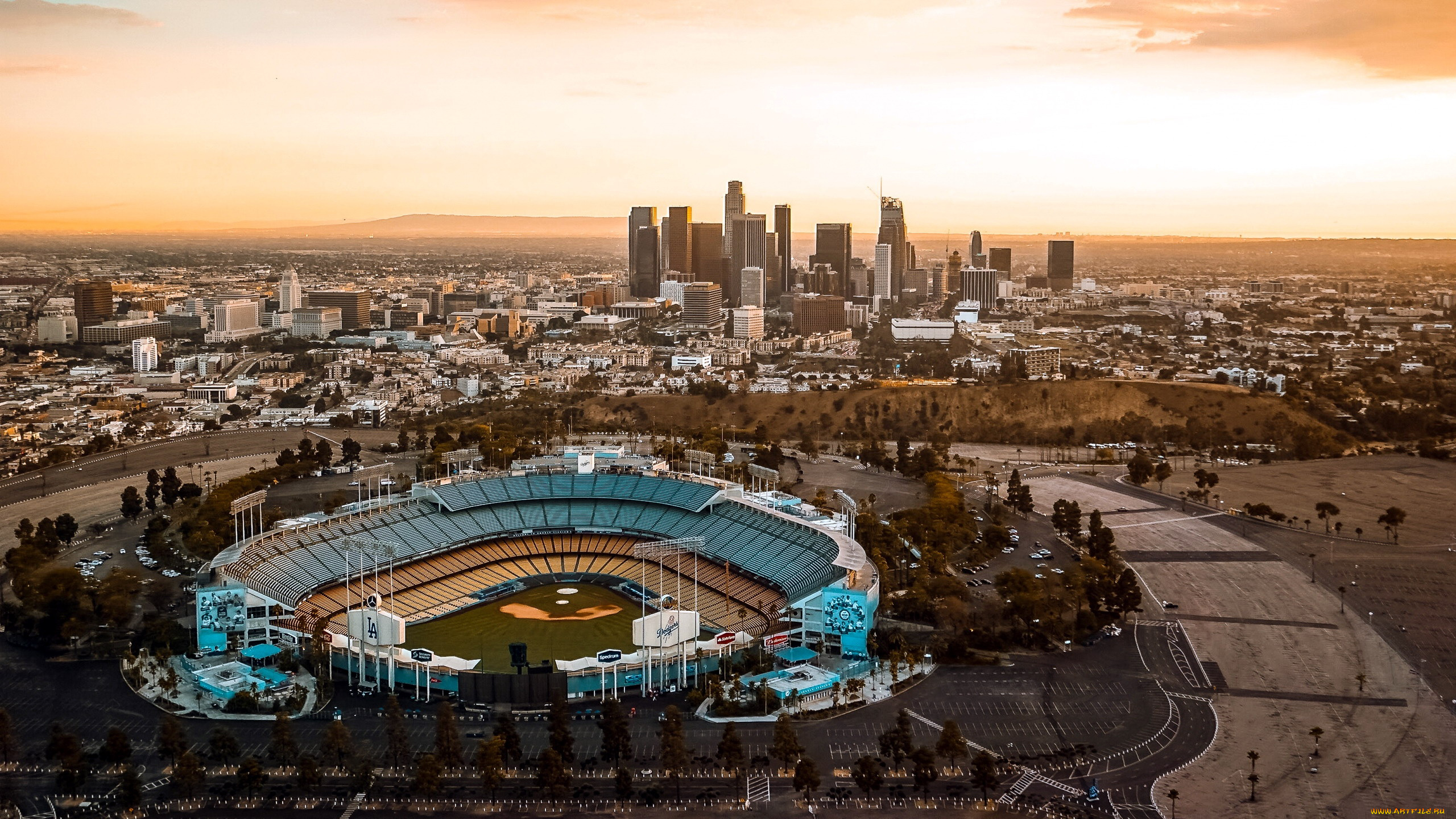 города, лос-анджелес, , сша, панорама, стадион
