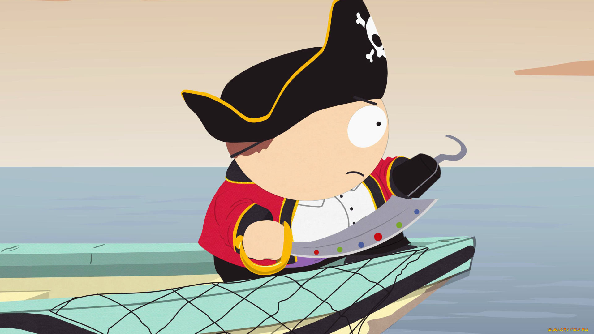мультфильмы, south, park, пират, шляпа, крюк, море, корабль