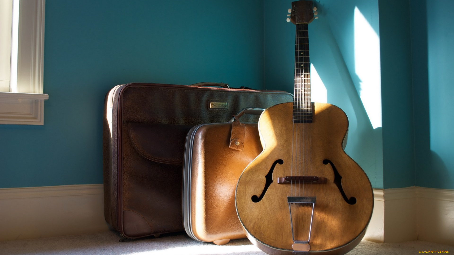 музыка, -музыкальные, инструменты, гитара, чемодан