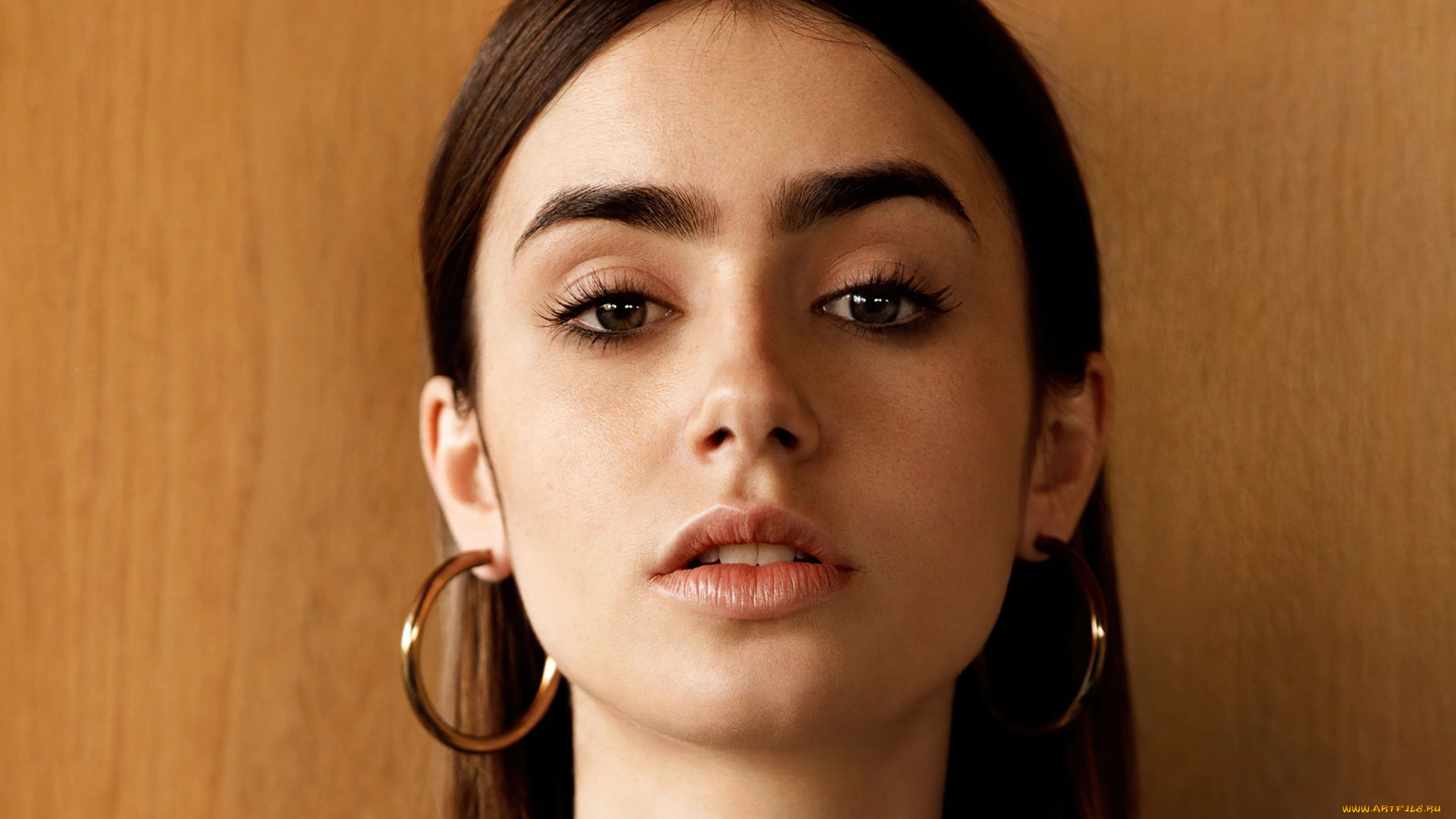 девушки, lily, collins, серьги, портрет