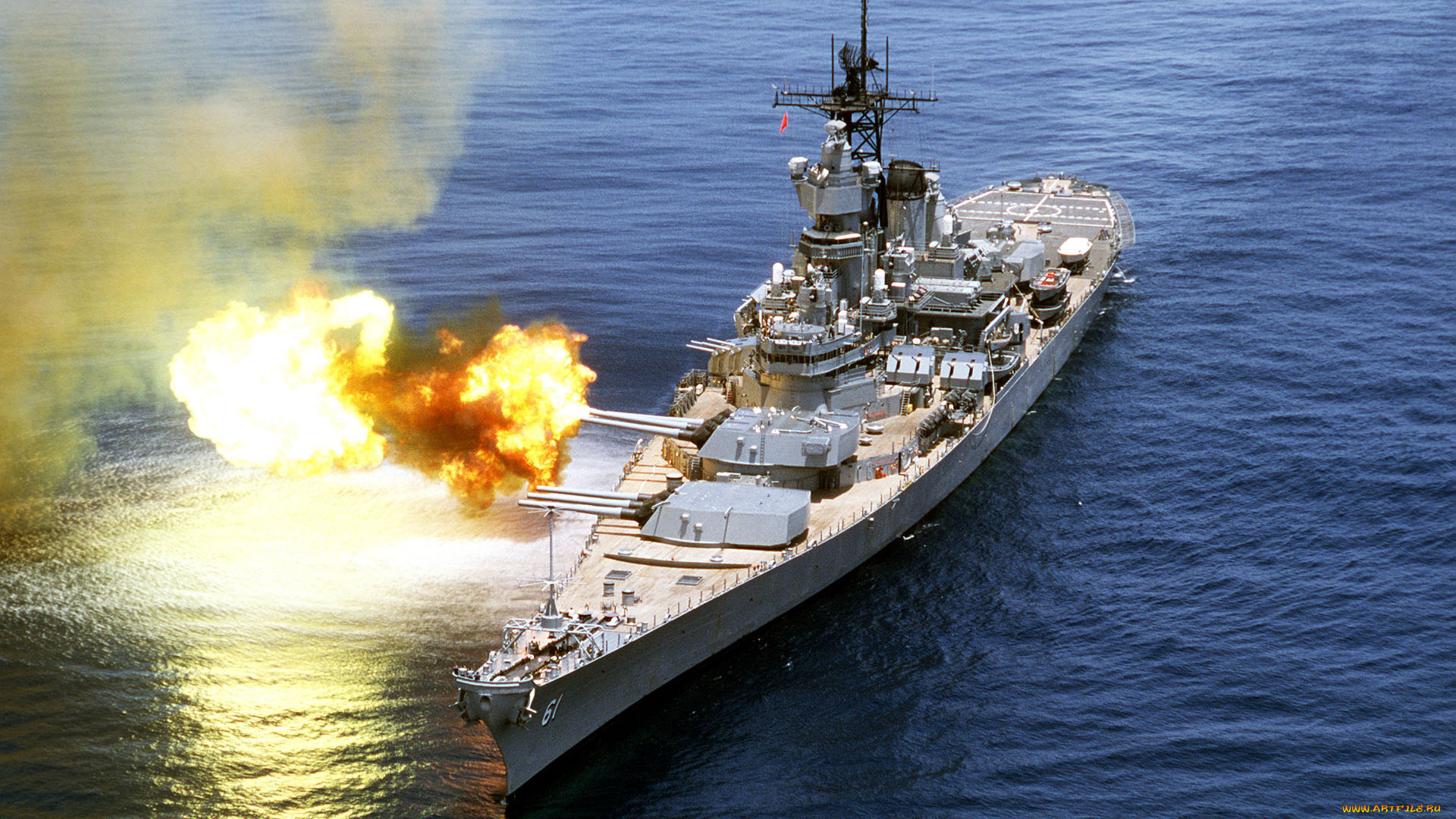 uss, iowa, bb, 61, корабли, крейсеры, линкоры, эсминцы, залп, линкор, главного, калибра