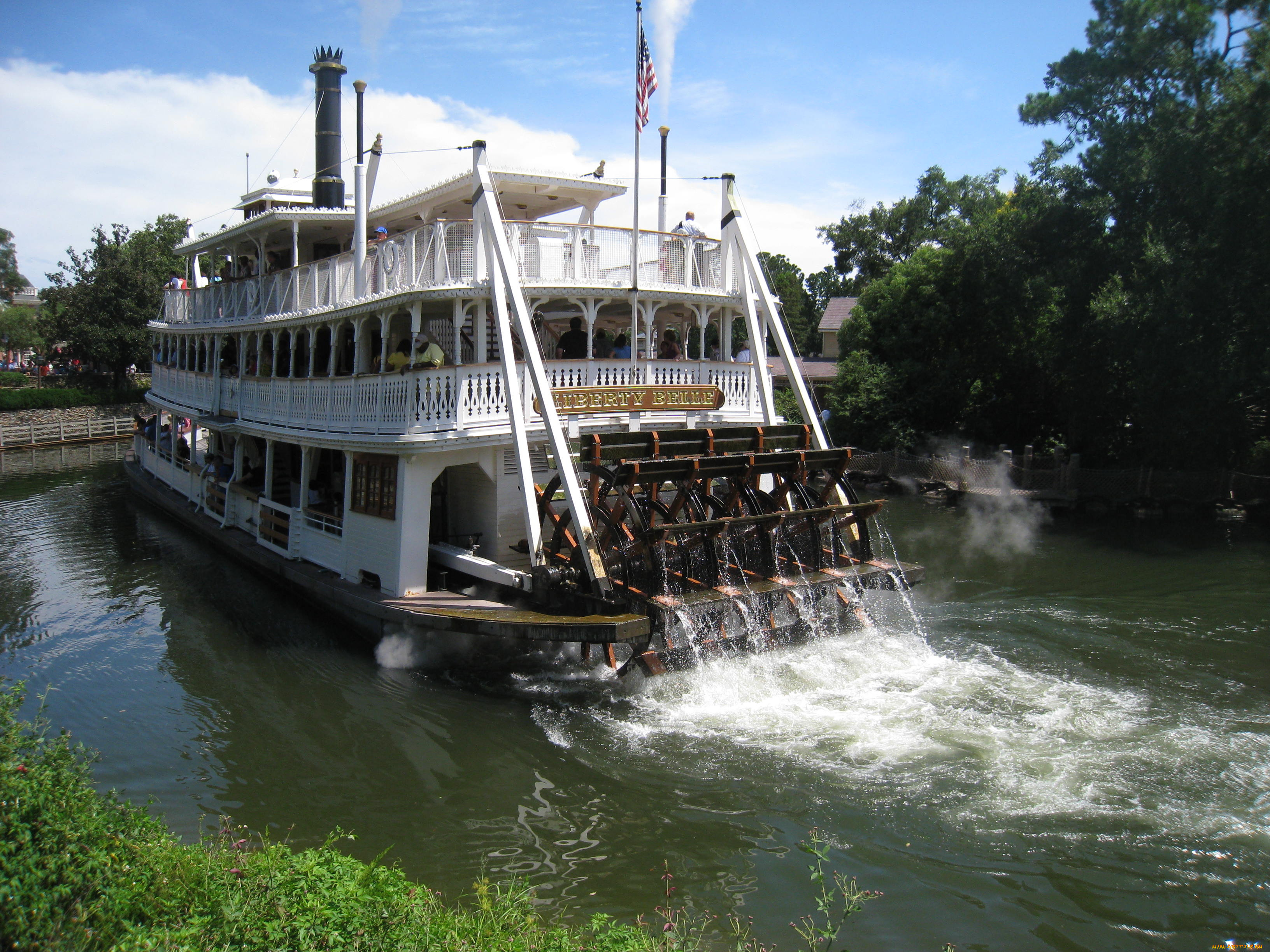 riverboat, at, disney, корабли, пароходы, речной, прогулочный, колесный, пароход