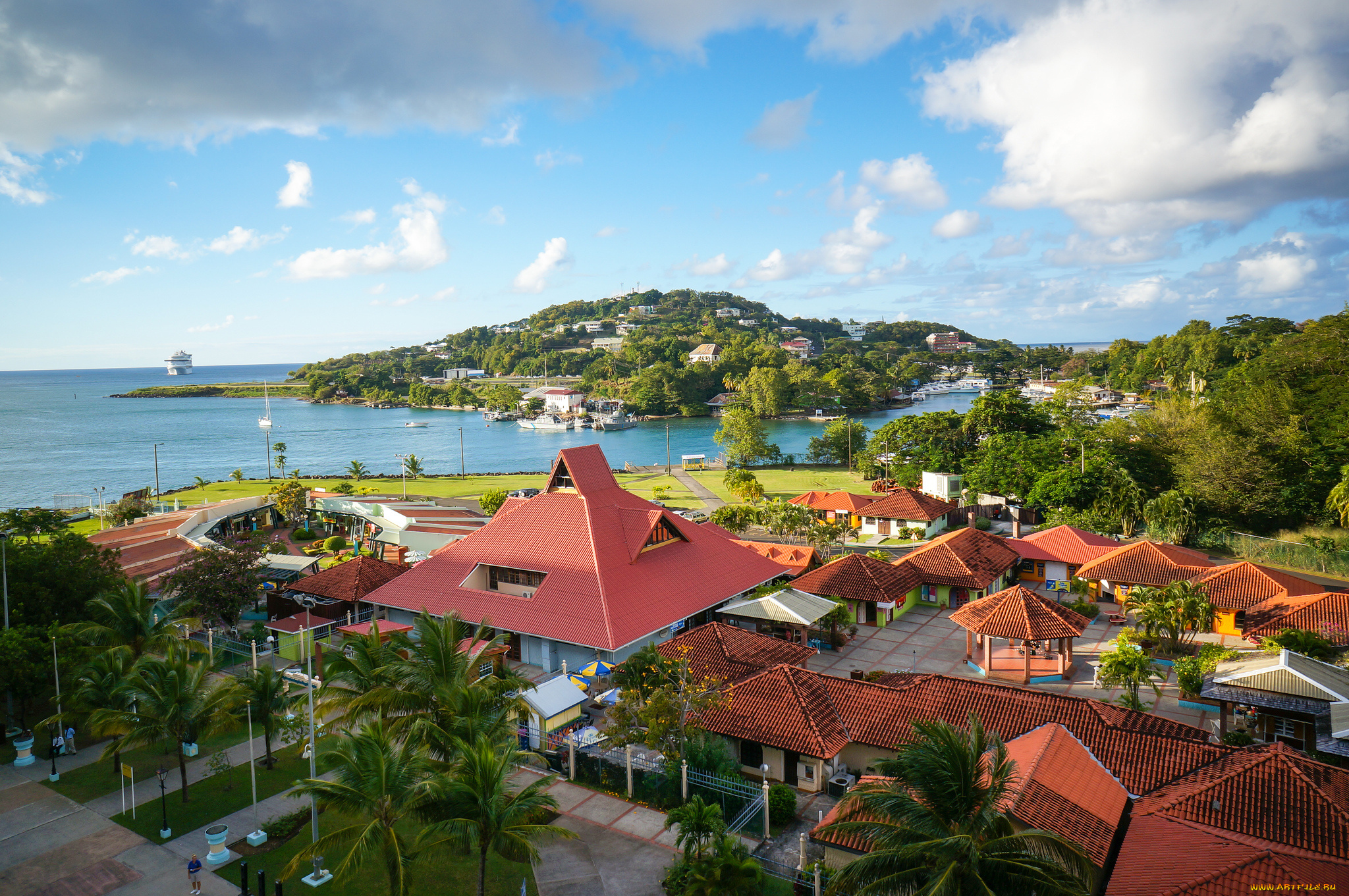 port, seraphine, castries, saint, lucia, города, столицы, государств, сент-люсия, кастри, caribbean, sea, панорама, карибское, море