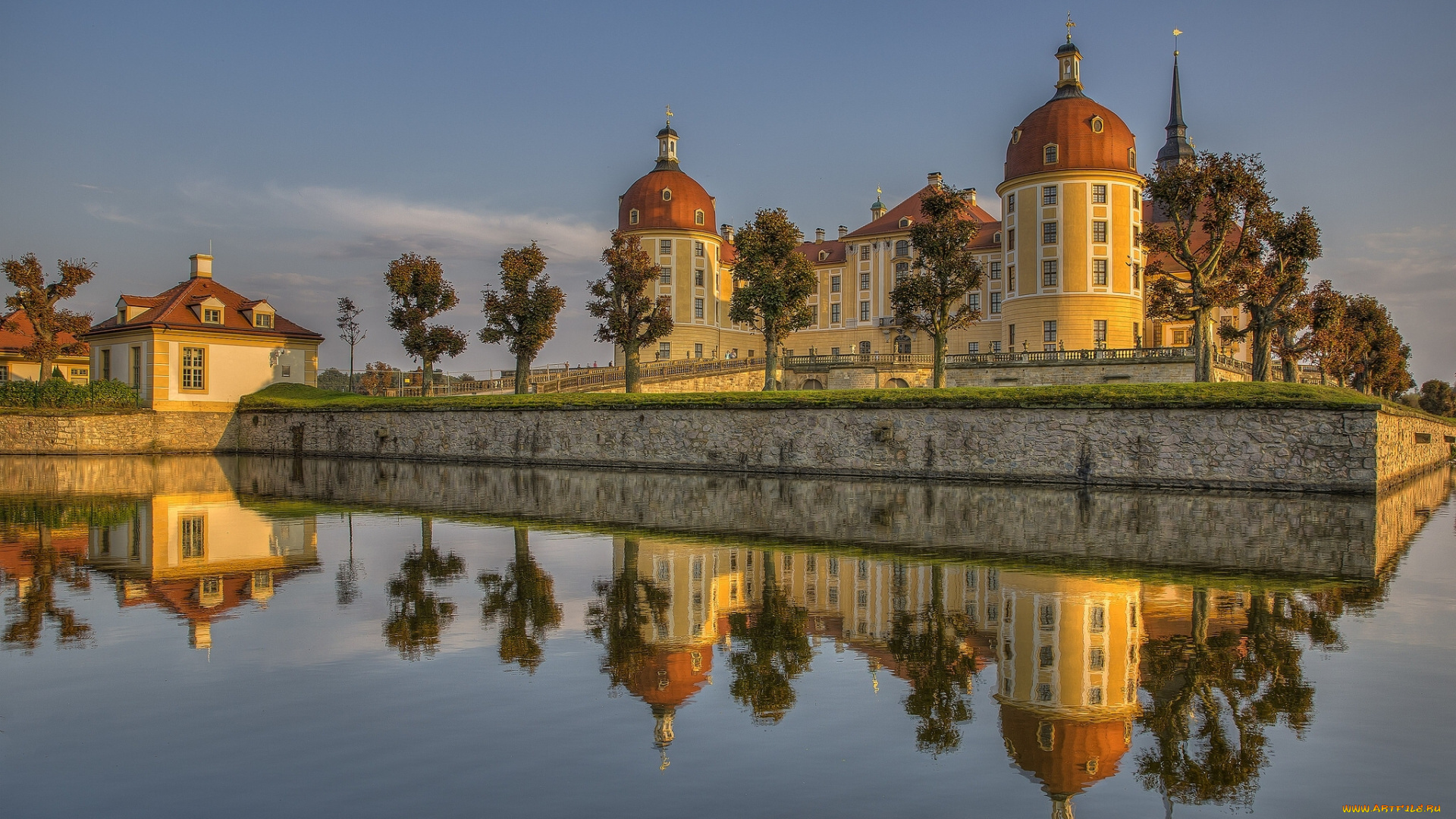 города, замок, морицбург, , германия, moritzburg, castle, germany, saxony, вода, отражение, замок, морицбург, саксония