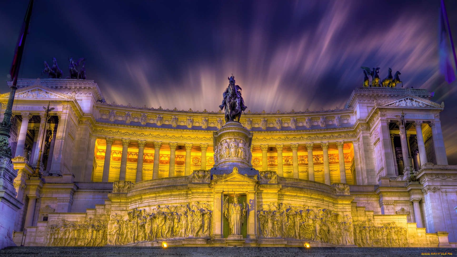 monument, vittorio, emanuele, ii, города, -, памятники, , скульптуры, , арт-объекты, монумент, дворец, ночь