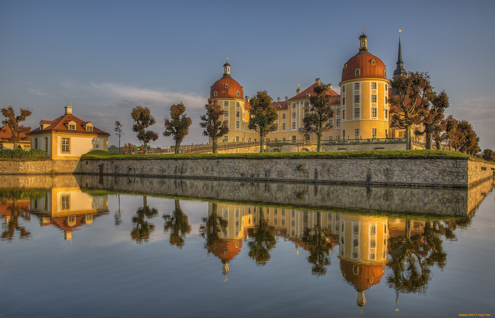 города, замок, морицбург, , германия, moritzburg, castle, germany, saxony, вода, отражение, замок, морицбург, саксония