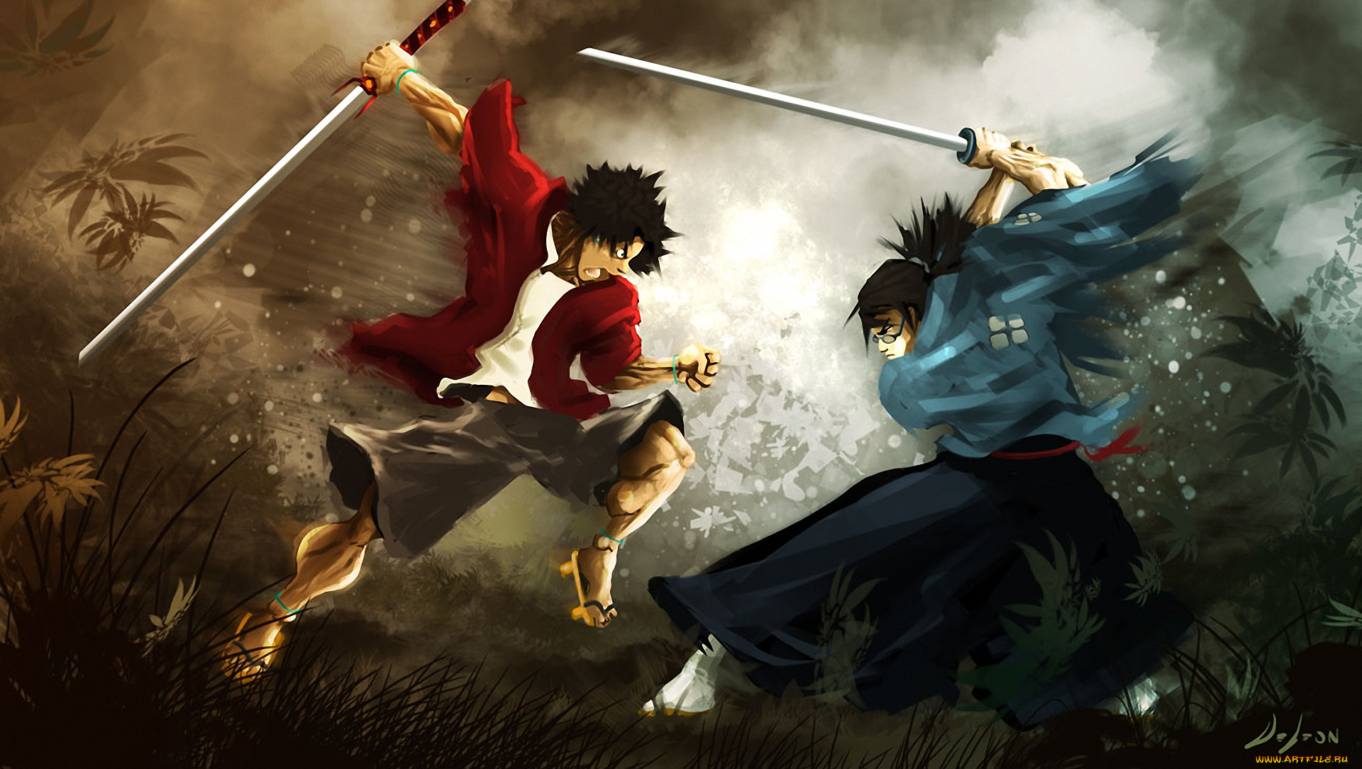 аниме, samurai, champloo, меч, самурай, jin, mugen