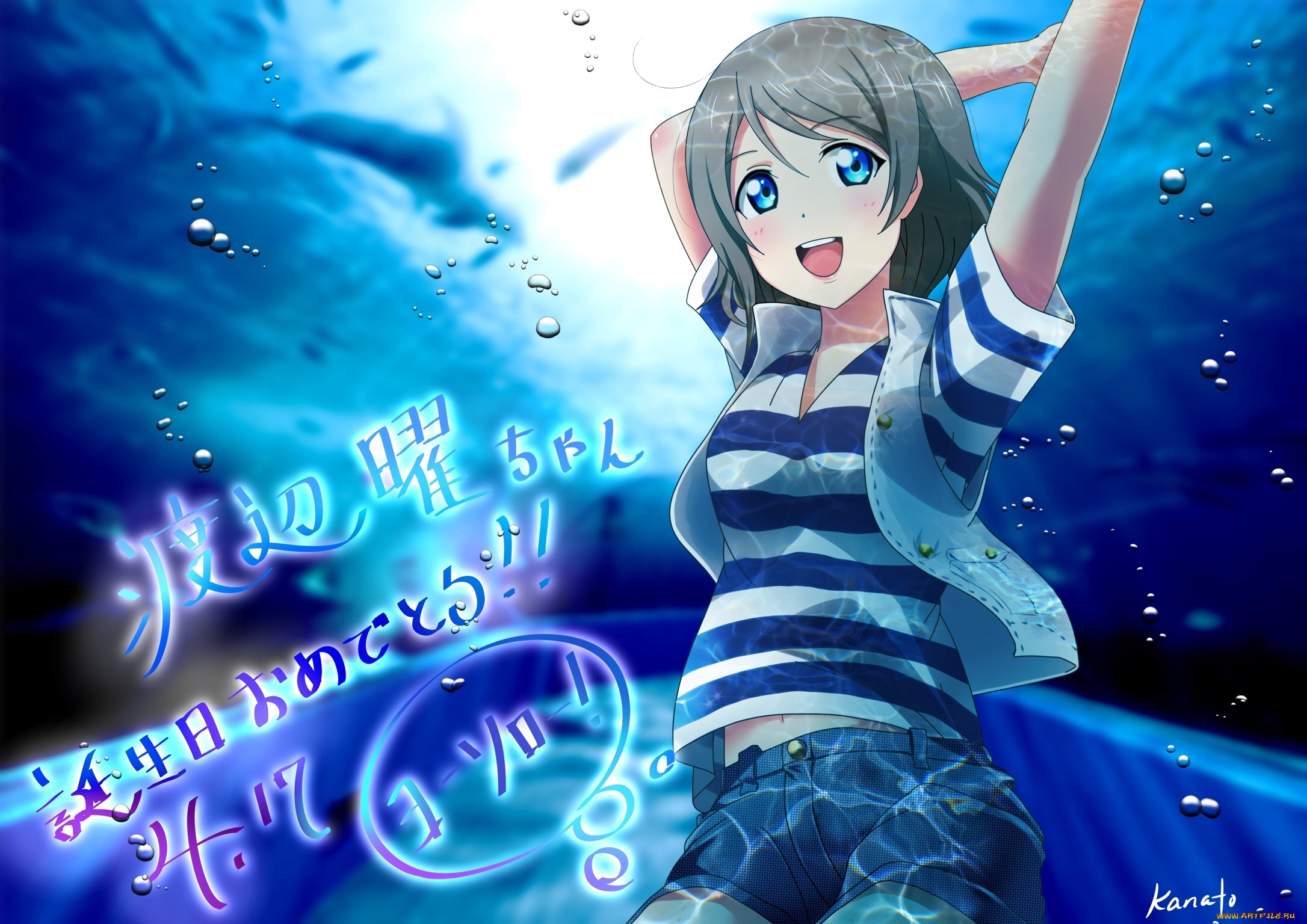 аниме, love, live, , school, idol, project, девушка, взгляд, фон