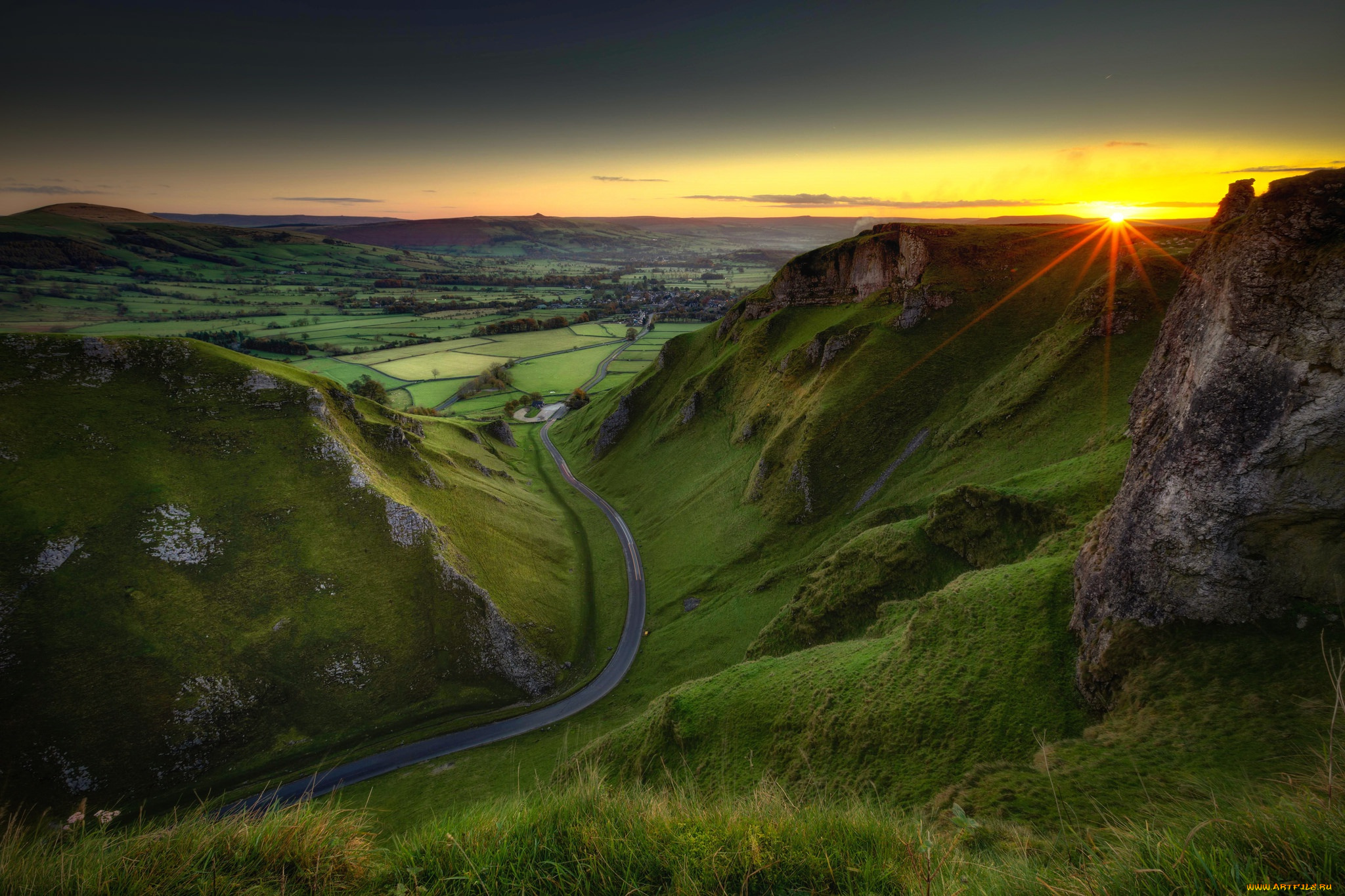 природа, дороги, peak, district, winnats, pass, англия