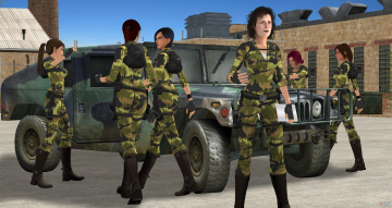 Картинка 3д+графика армия+ military девушки взгляд фон
