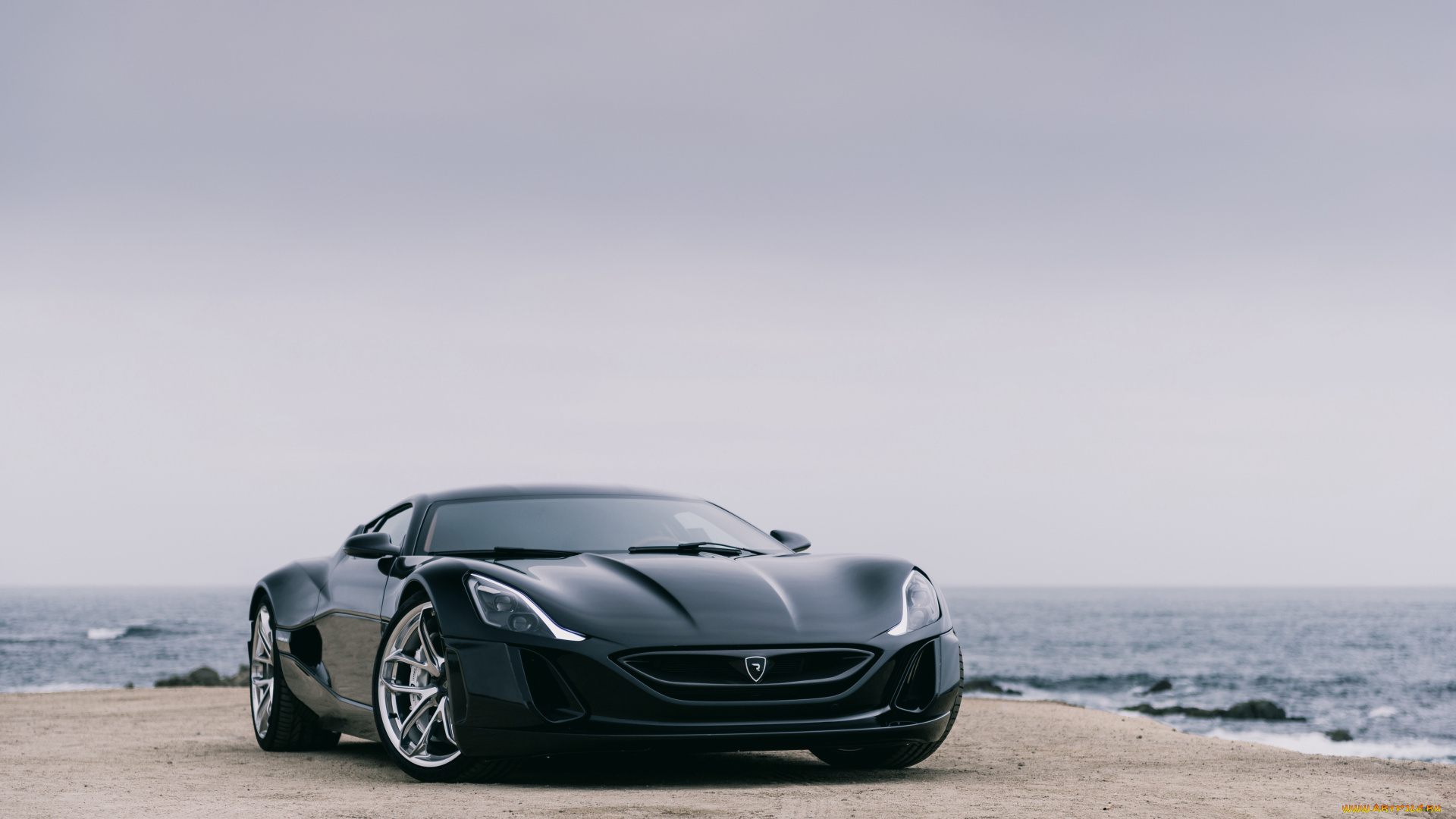 rimac, concept, one, автомобили, rimac, черный, берег, море