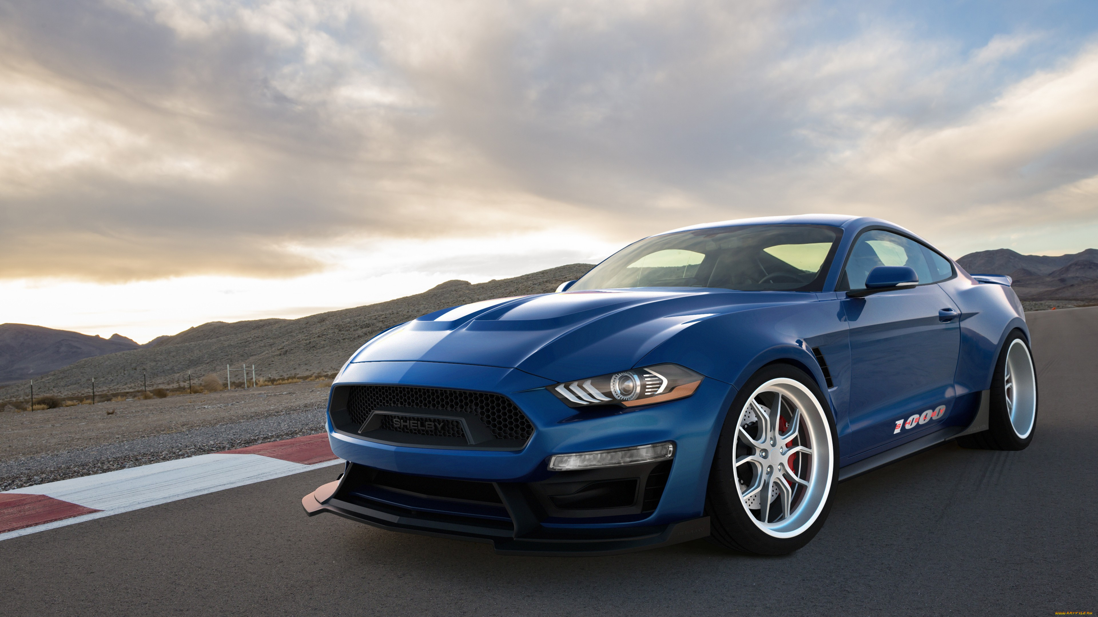 shelby, 1000, автомобили, mustang, синий, дорога, горы