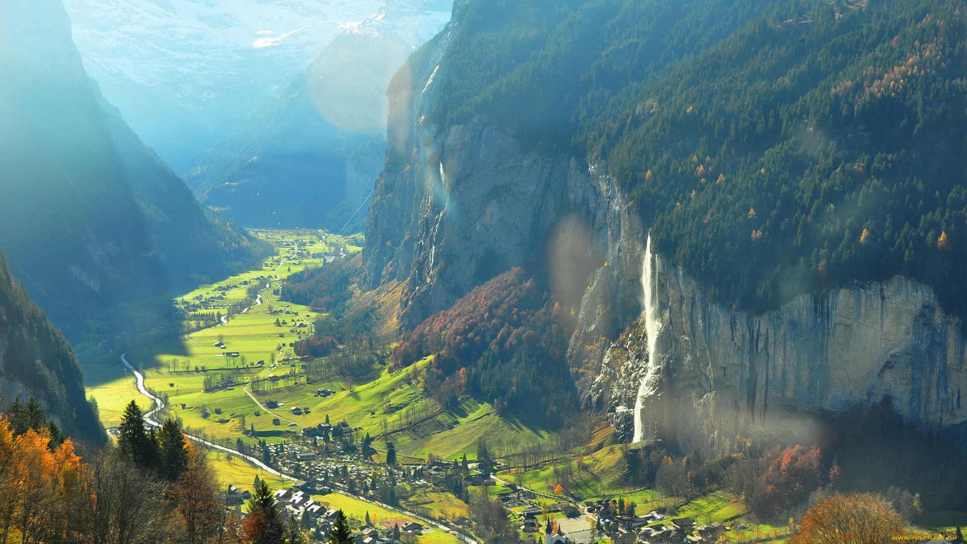 switzerland, природа, пейзажи, швейцария, городок, горы