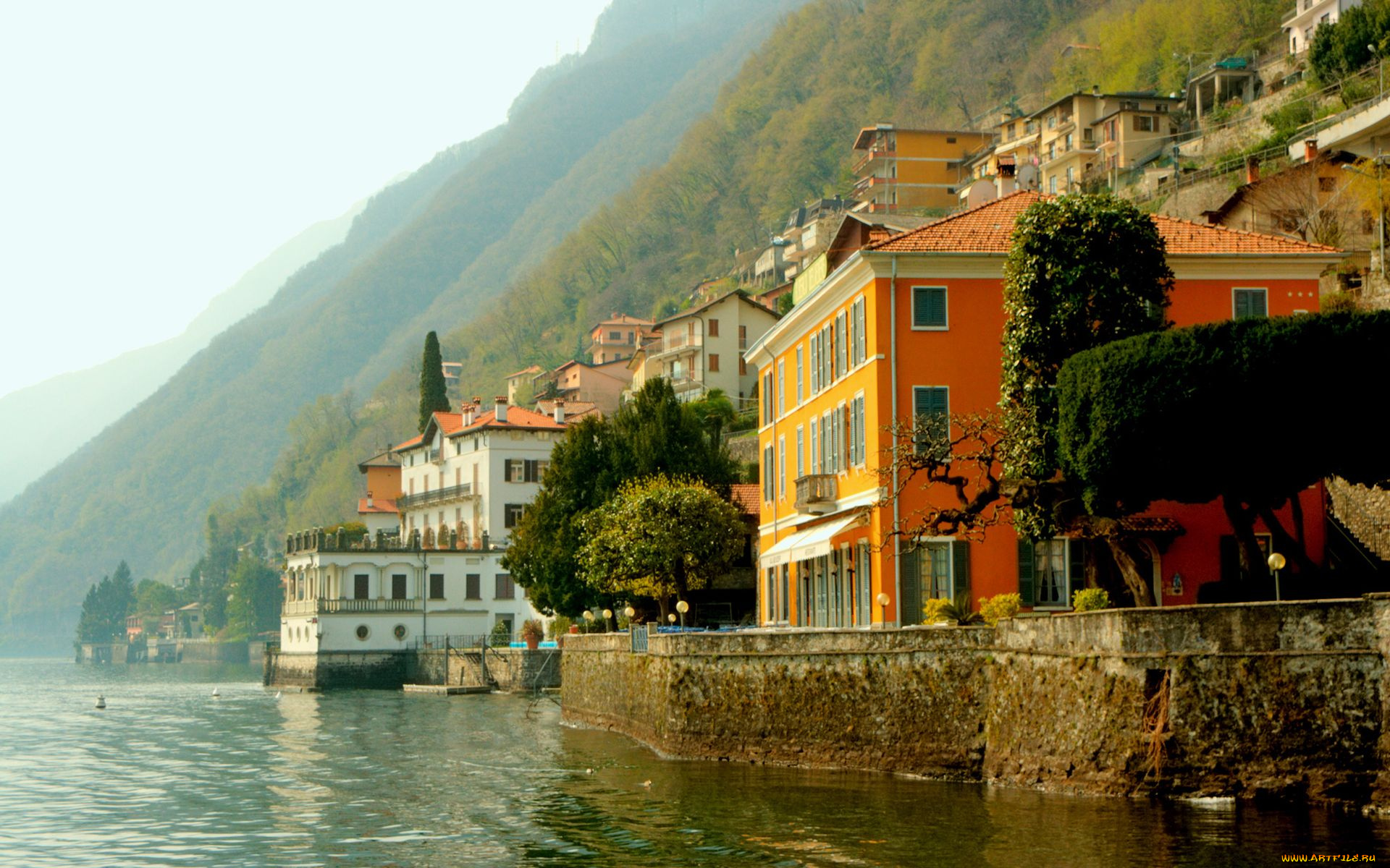 italy, города, пейзажи, италия, побережье, дома, деревья, горы, здания