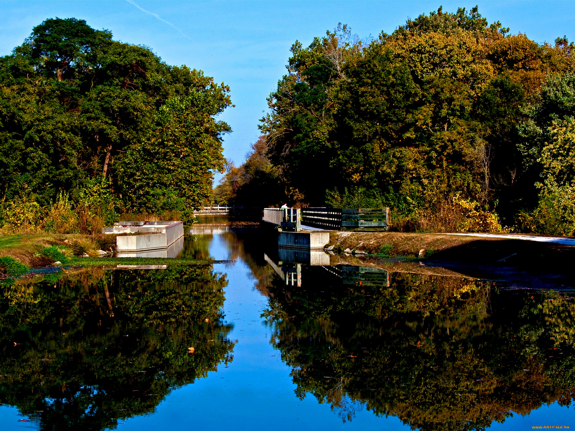 michigan, canal, природа, реки, озера, канал, мостик