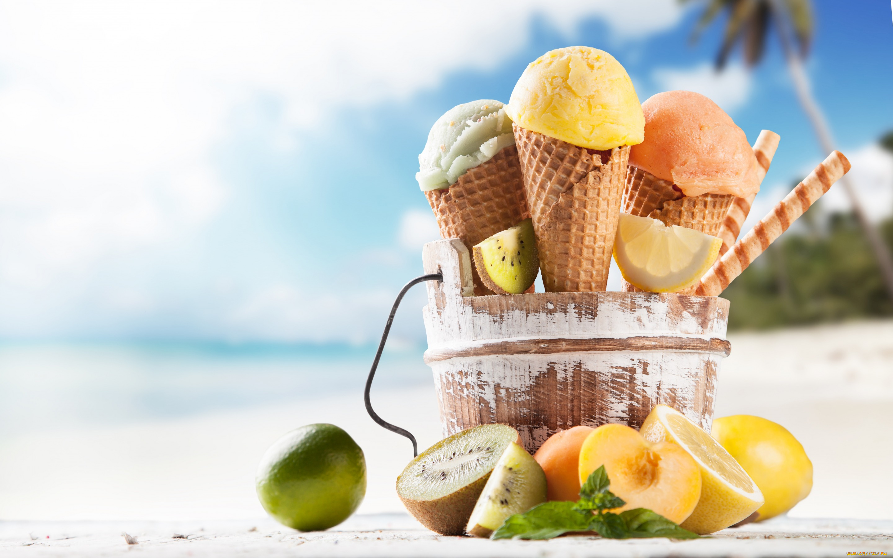 еда, мороженое, , десерты, пляж, фрукты, рожок, сладкое, десерт, fruits, tropical, dessert, sweet, ice, cream