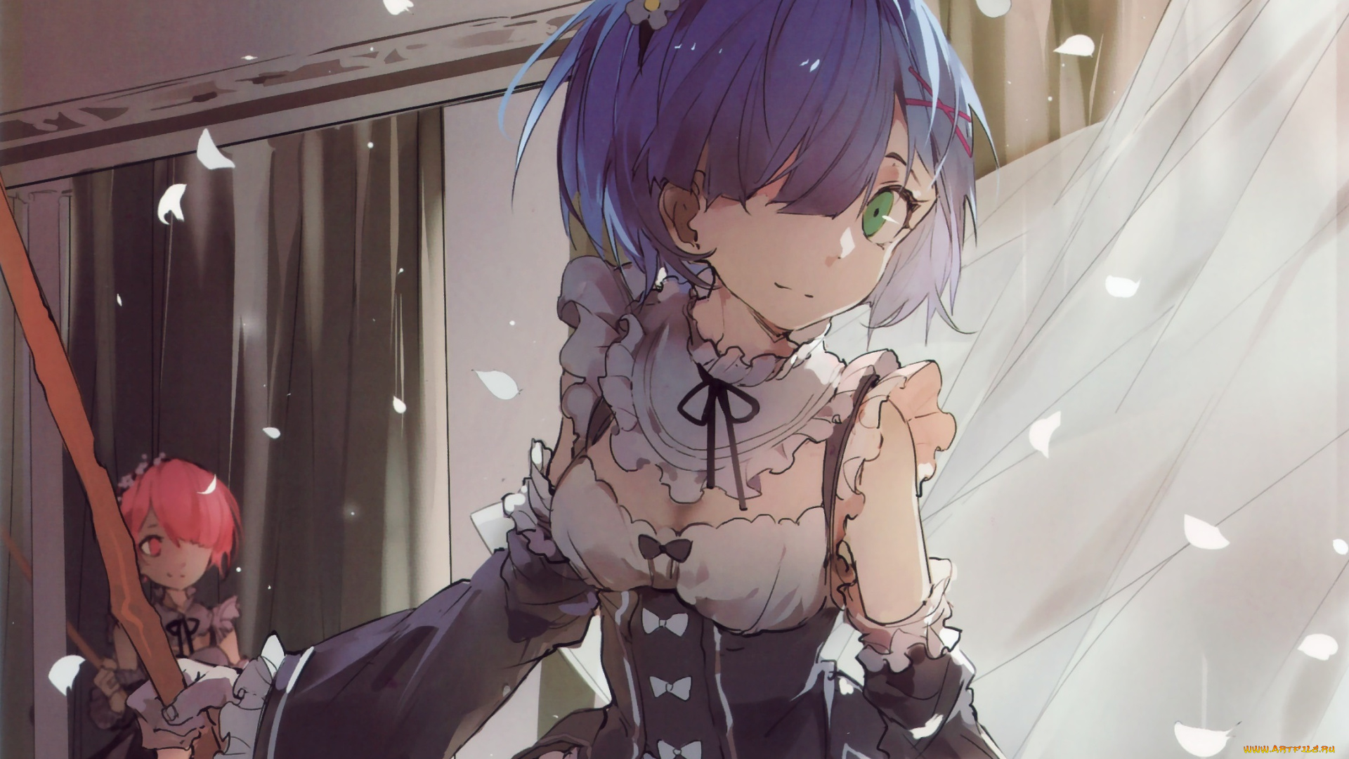 аниме, re, , zero, kara, hajimeru, isekai, seikatsu, рем, рам