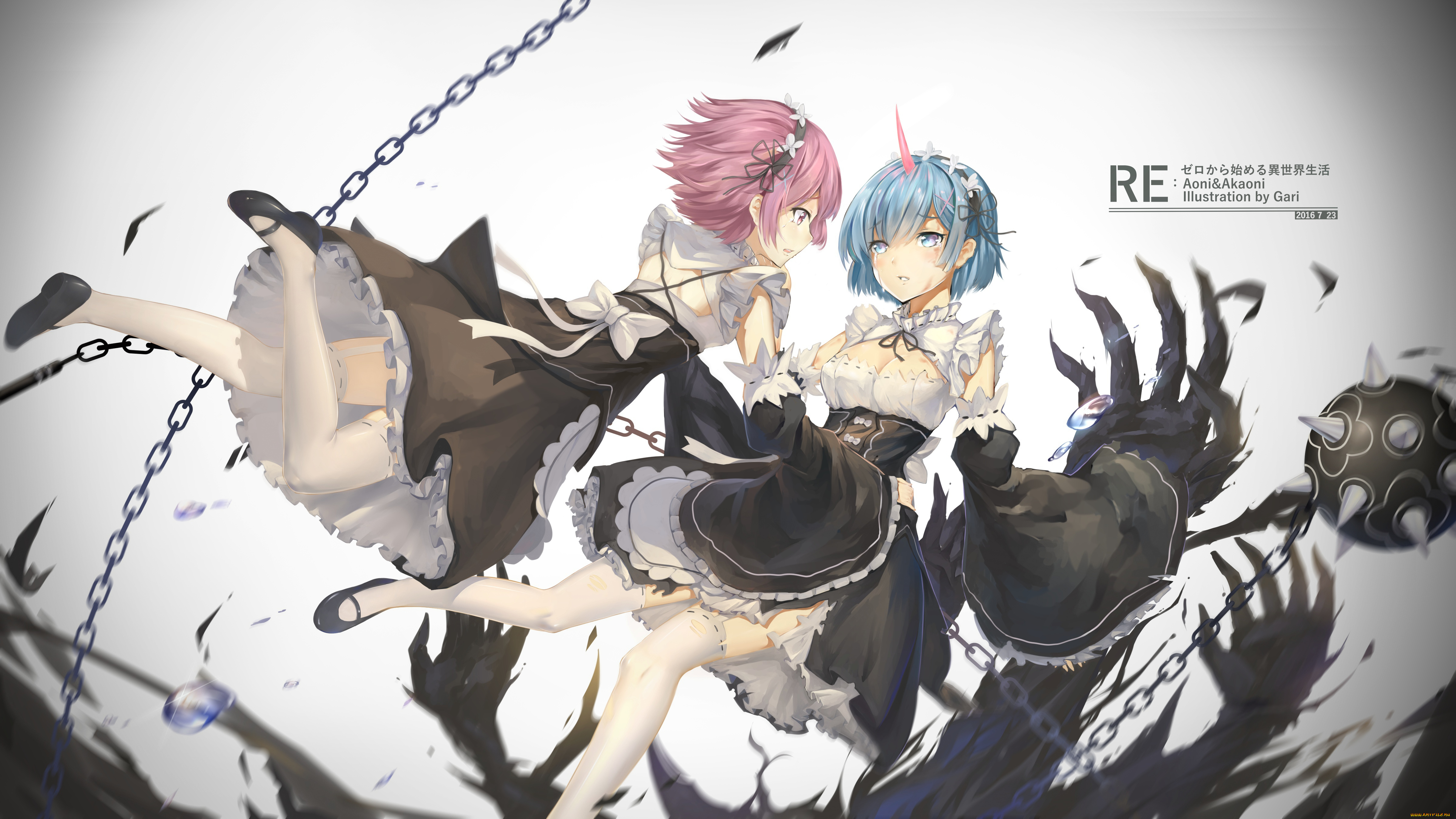 аниме, re, , zero, kara, hajimeru, isekai, seikatsu, оружие, сёстры, рем, демоны, рам