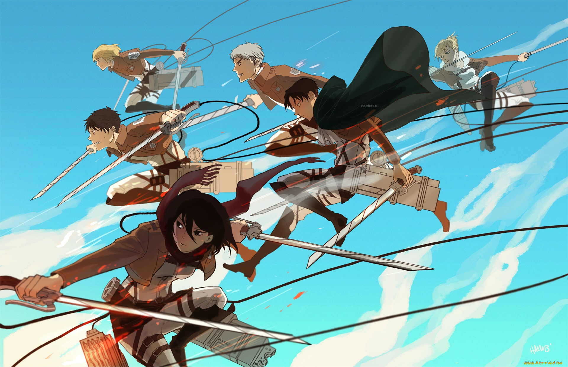 аниме, shingeki, no, kyojin, атака, титанов