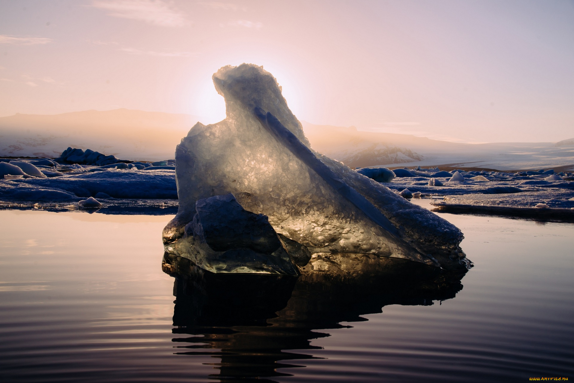 исландия, природа, восходы, закаты, лед, водоем