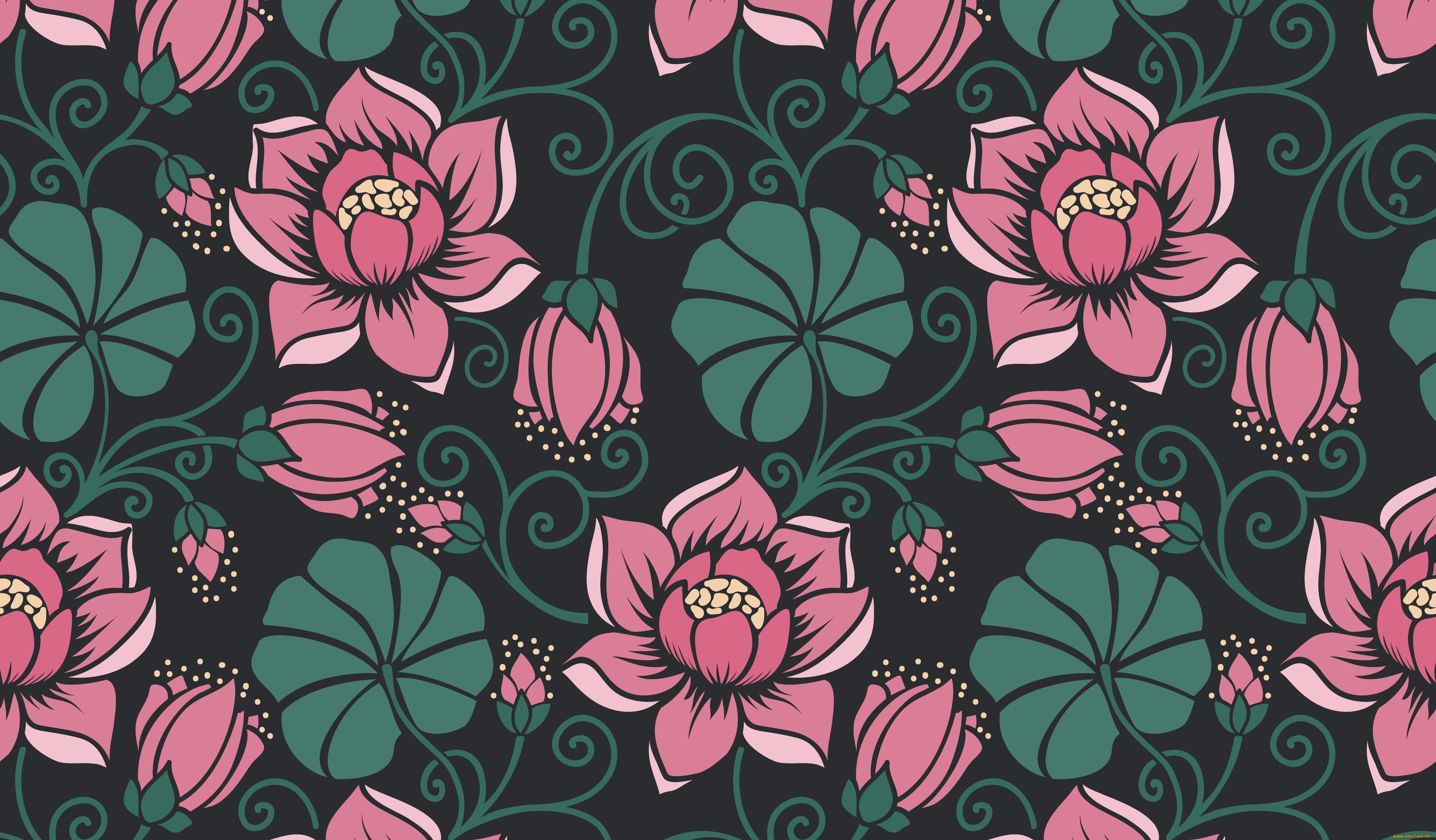 векторная, графика, цветы, , flowers, паттерн, цветы, бесшовный, floral, seamless, pattern