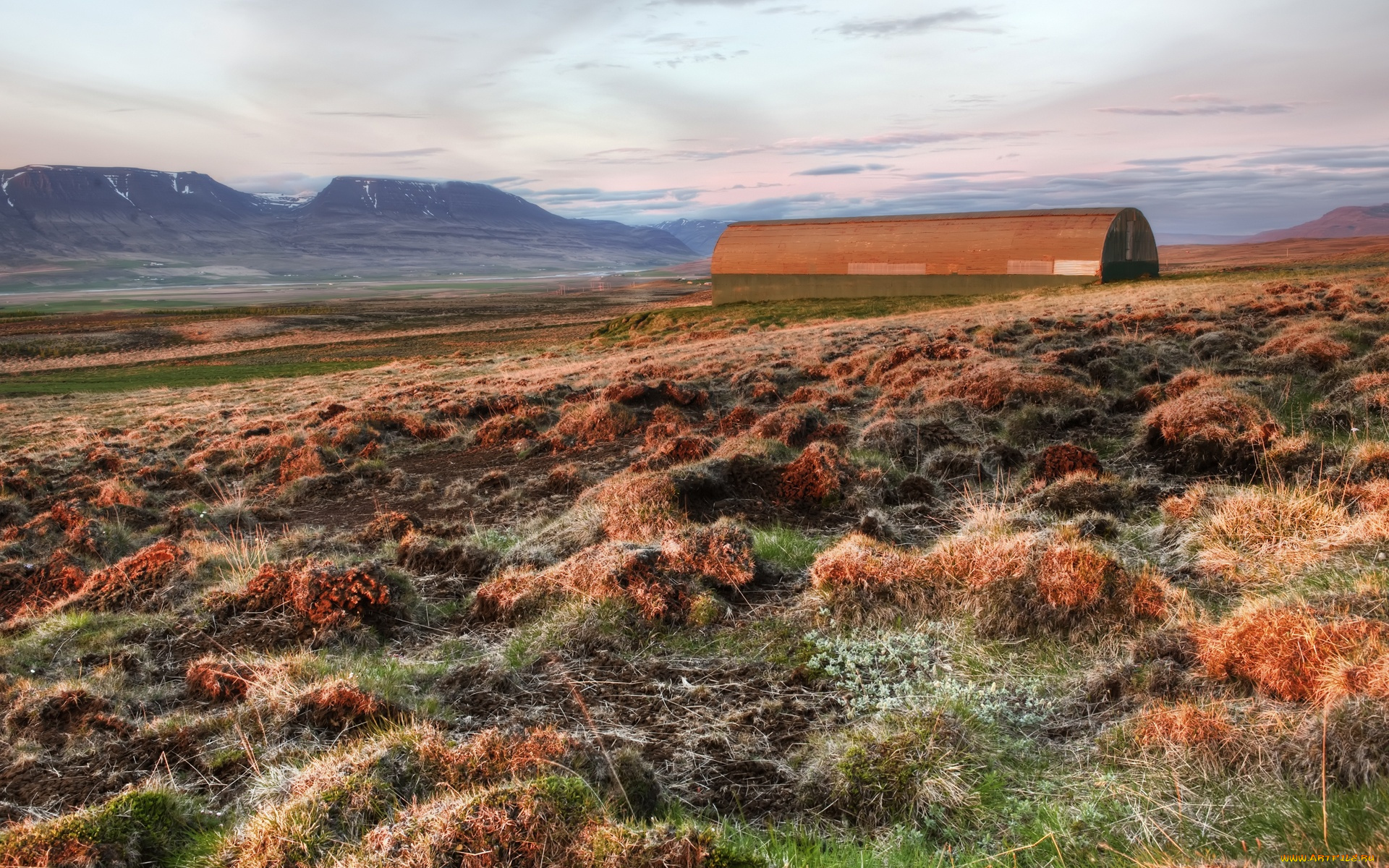 barn, on, the, tundra, природа, поля, простор, поле, горы